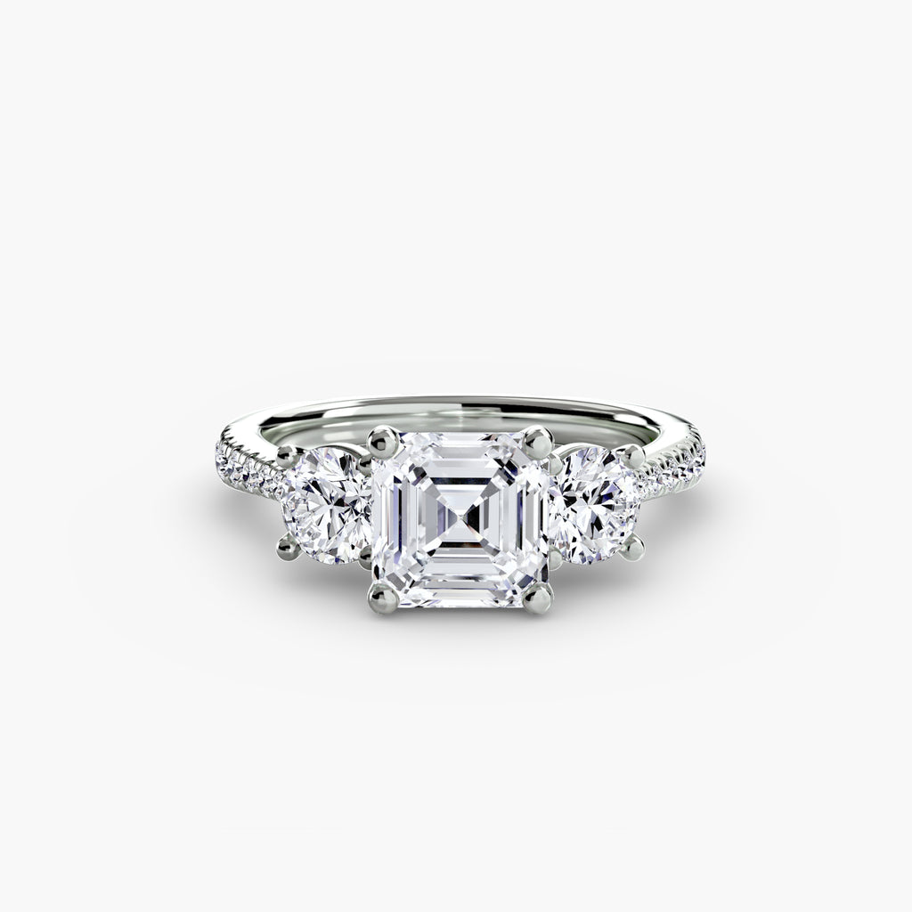 Kaia Three-Stone with Pavé Band