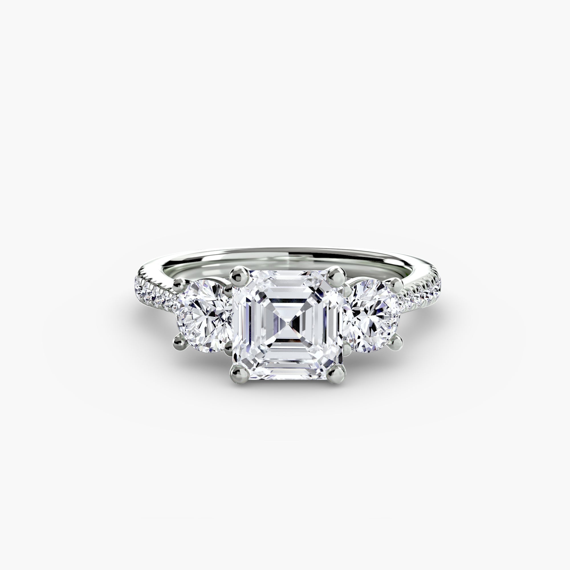 Kaia Three-Stone with Pavé Band