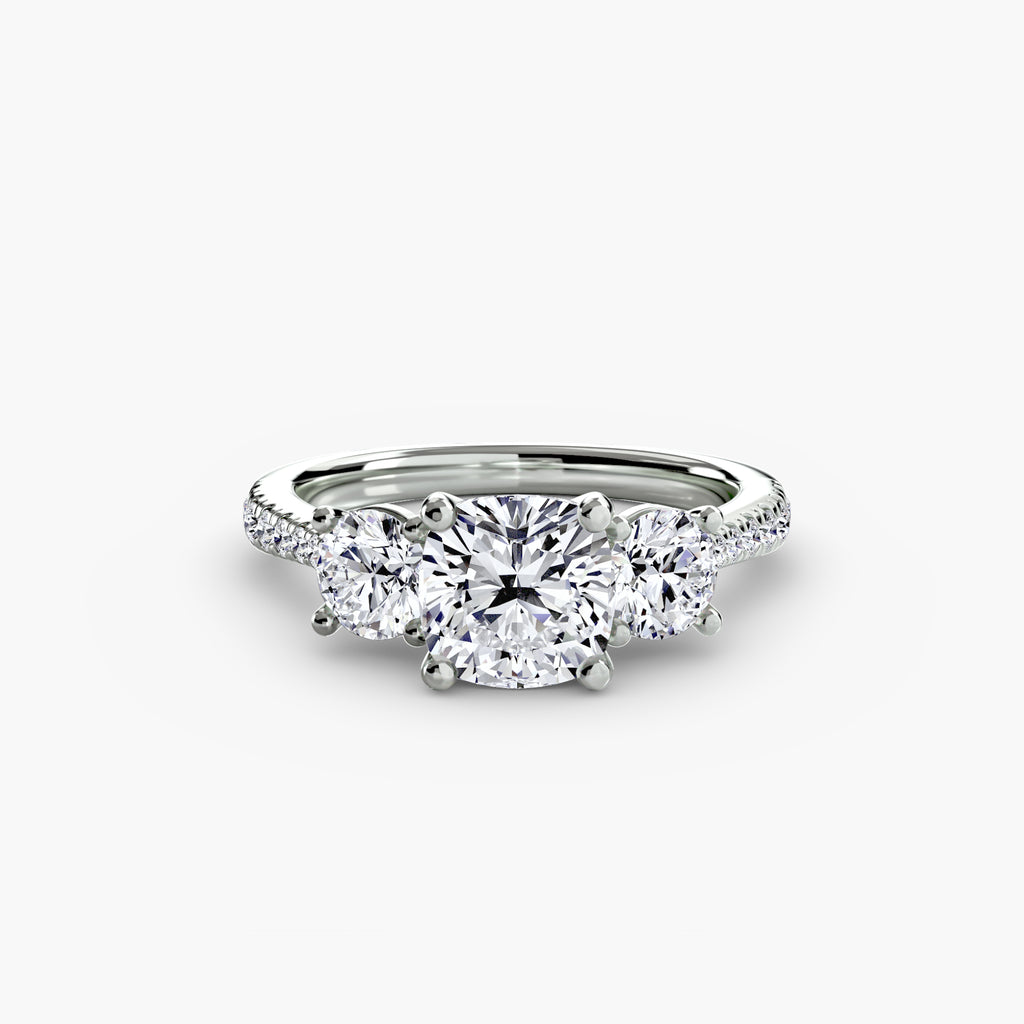 Kaia Three-Stone with Pavé Band