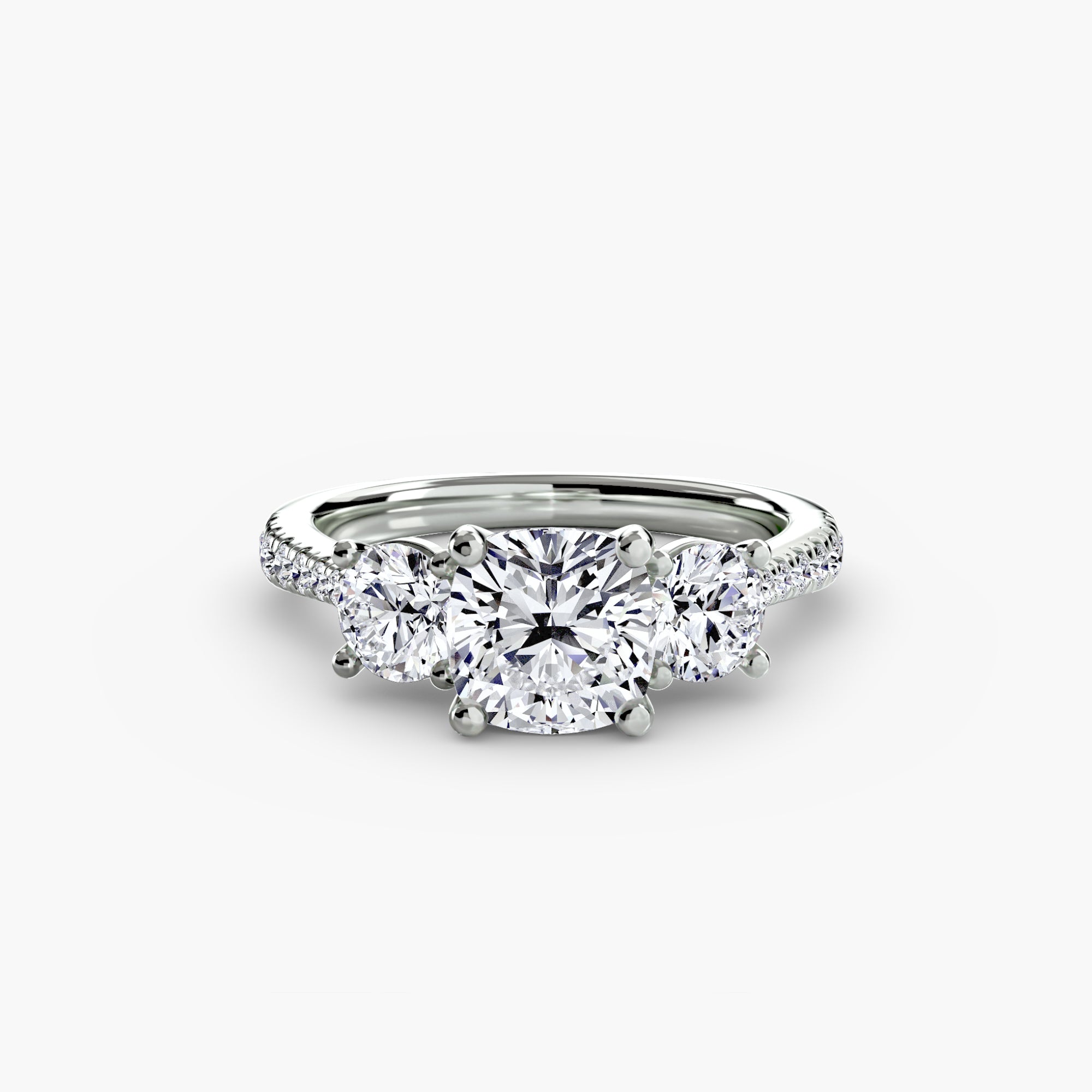 Kaia Three-Stone with Pavé Band