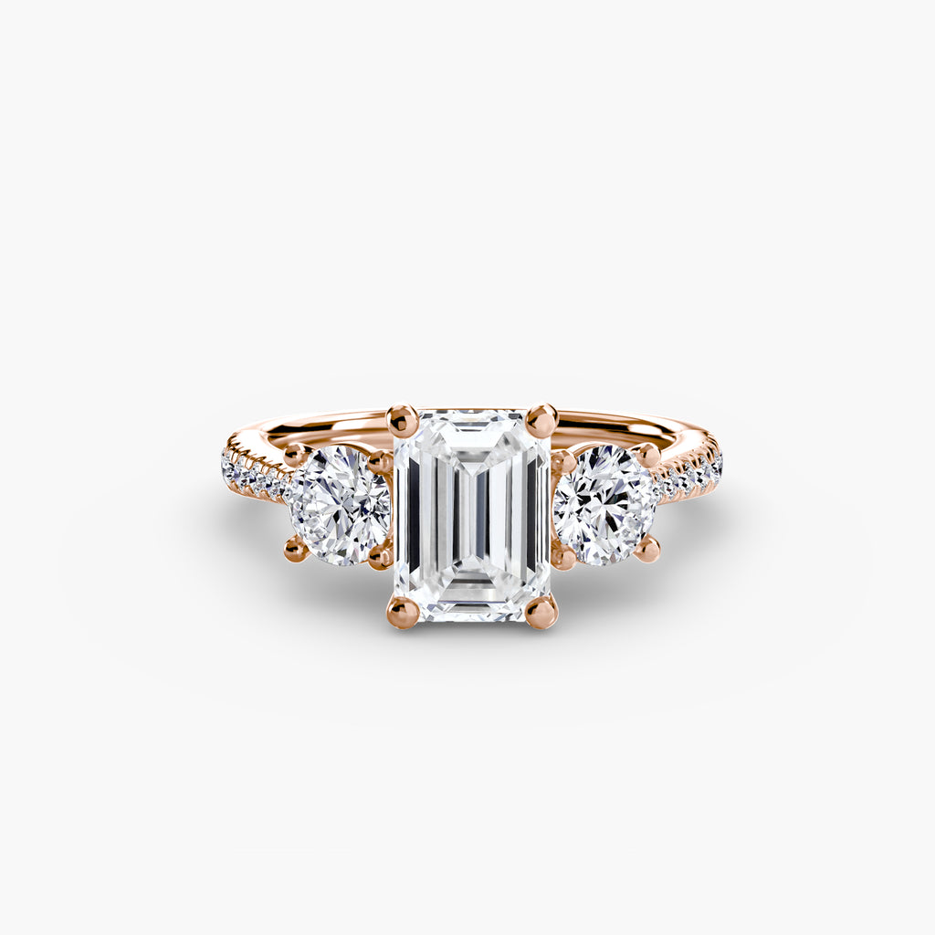 Kaia Three-Stone with Pavé Band