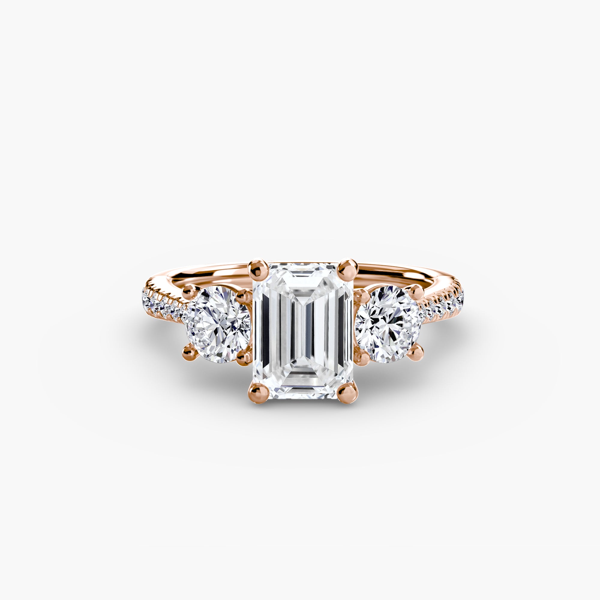 Kaia Three-Stone with Pavé Band