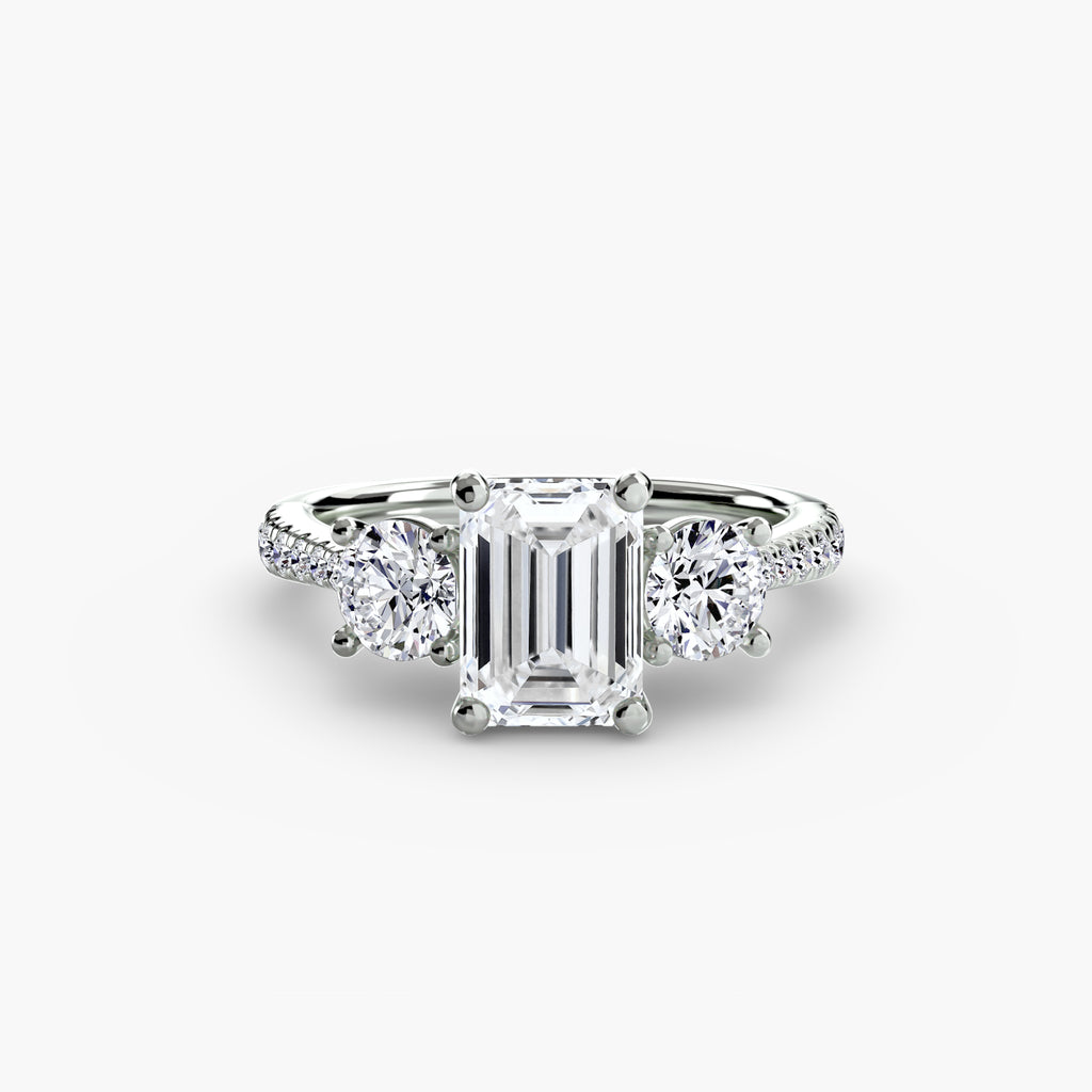 Kaia Three-Stone with Pavé Band