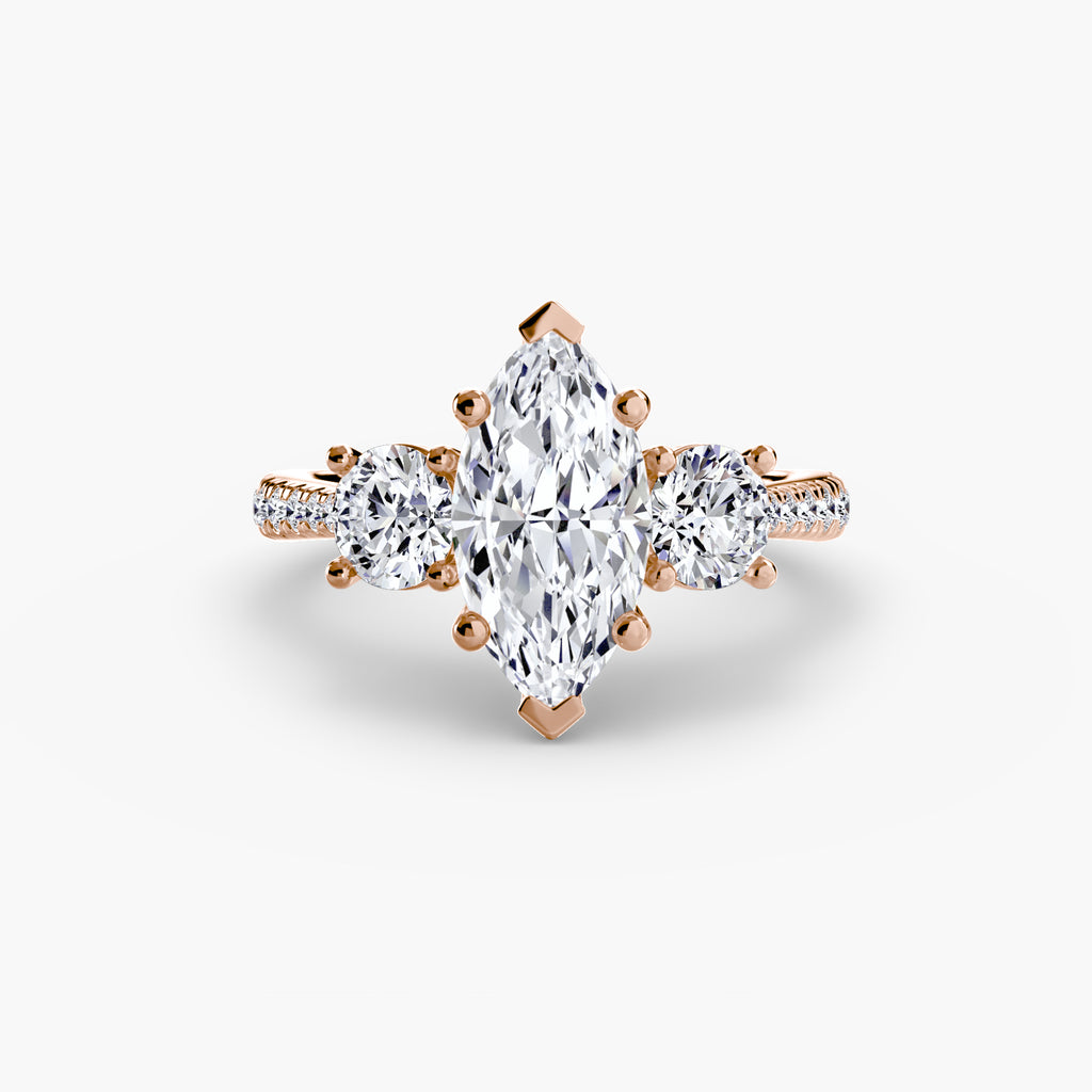 Kaia Three-Stone with Pavé Band