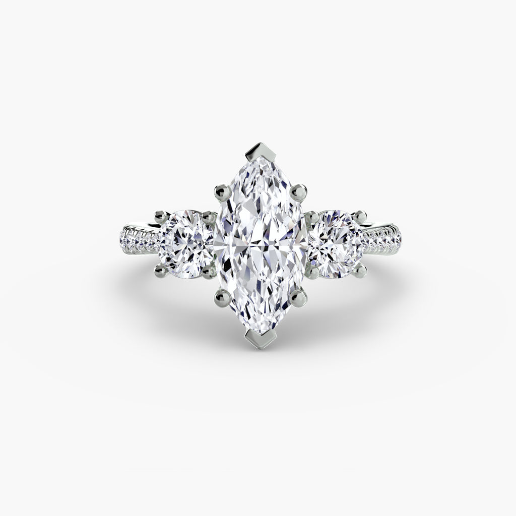 Kaia Three-Stone with Pavé Band