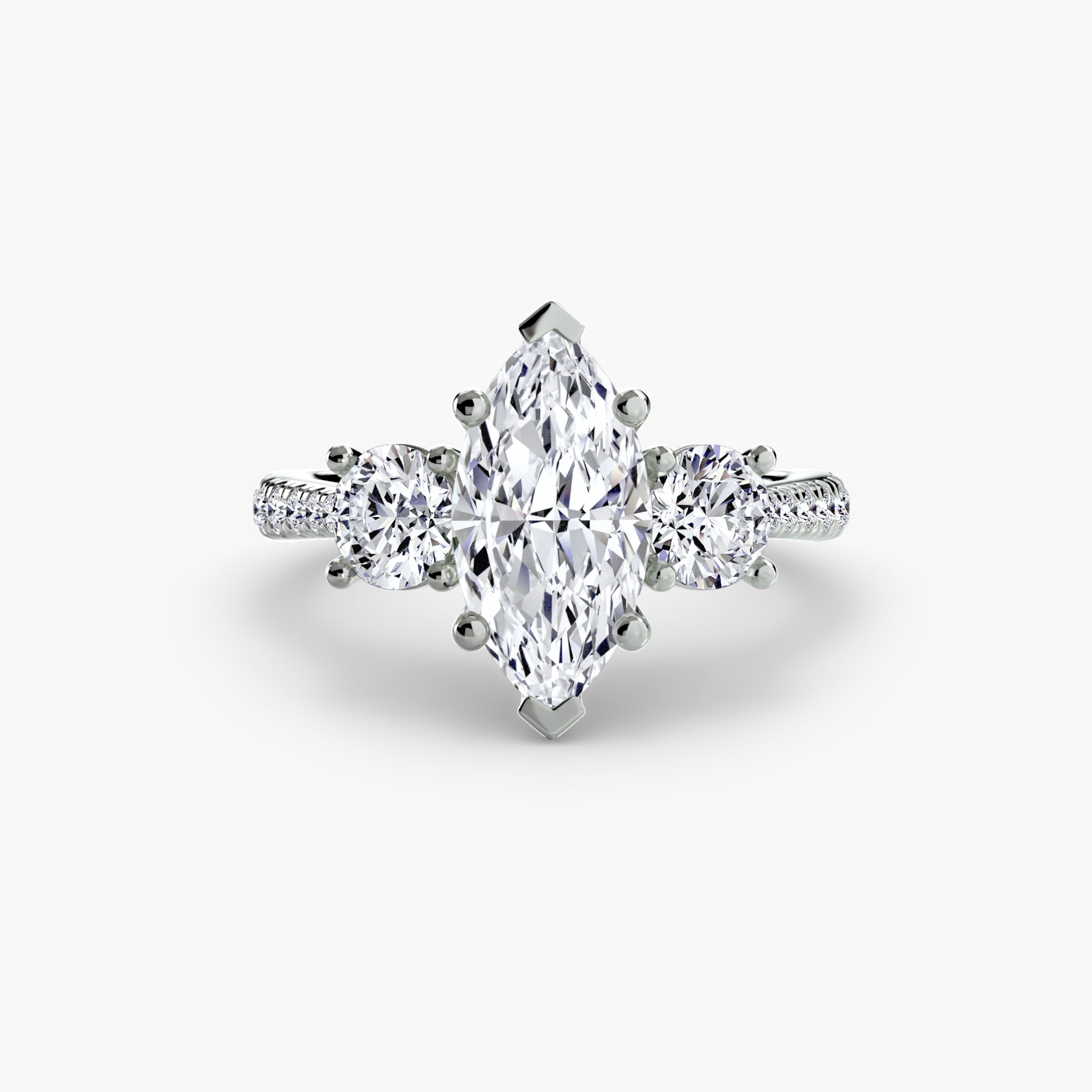 Kaia Three-Stone with Pavé Band