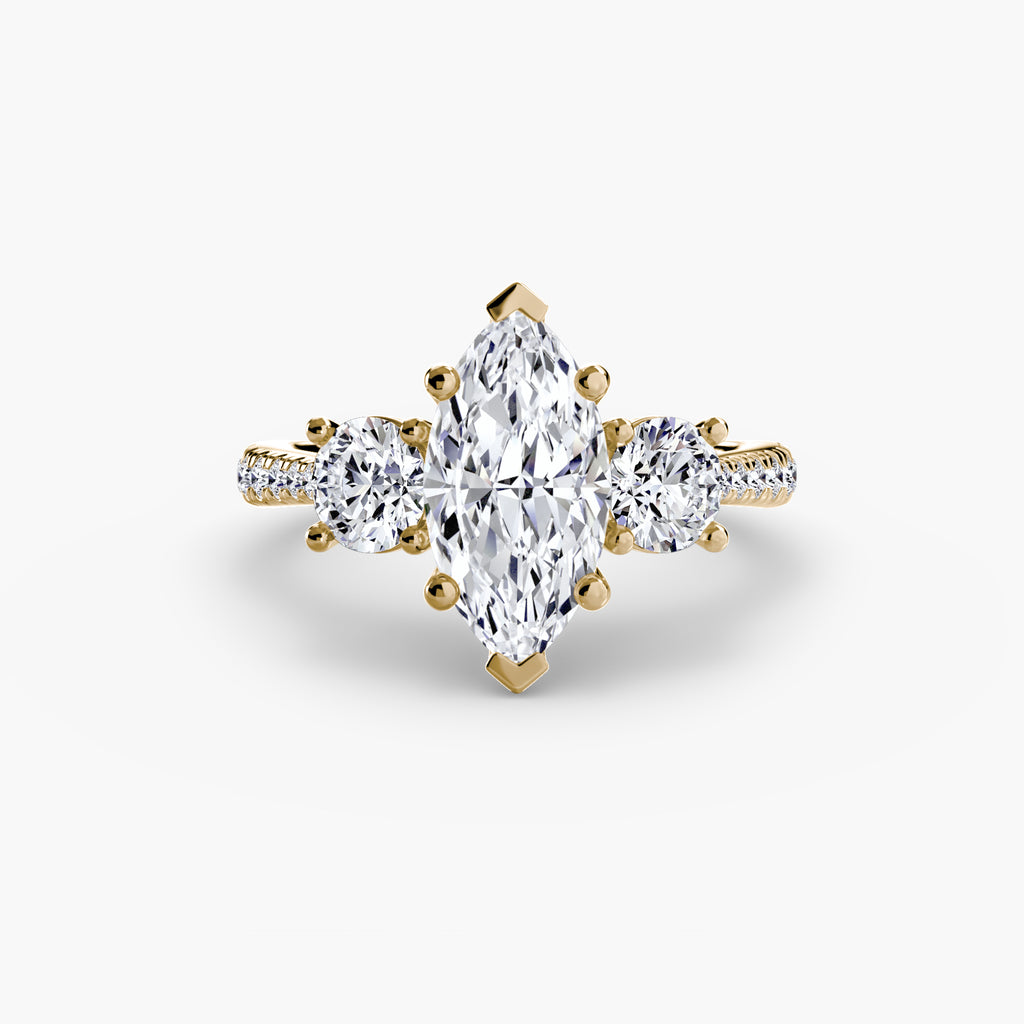 Kaia Three-Stone with Pavé Band