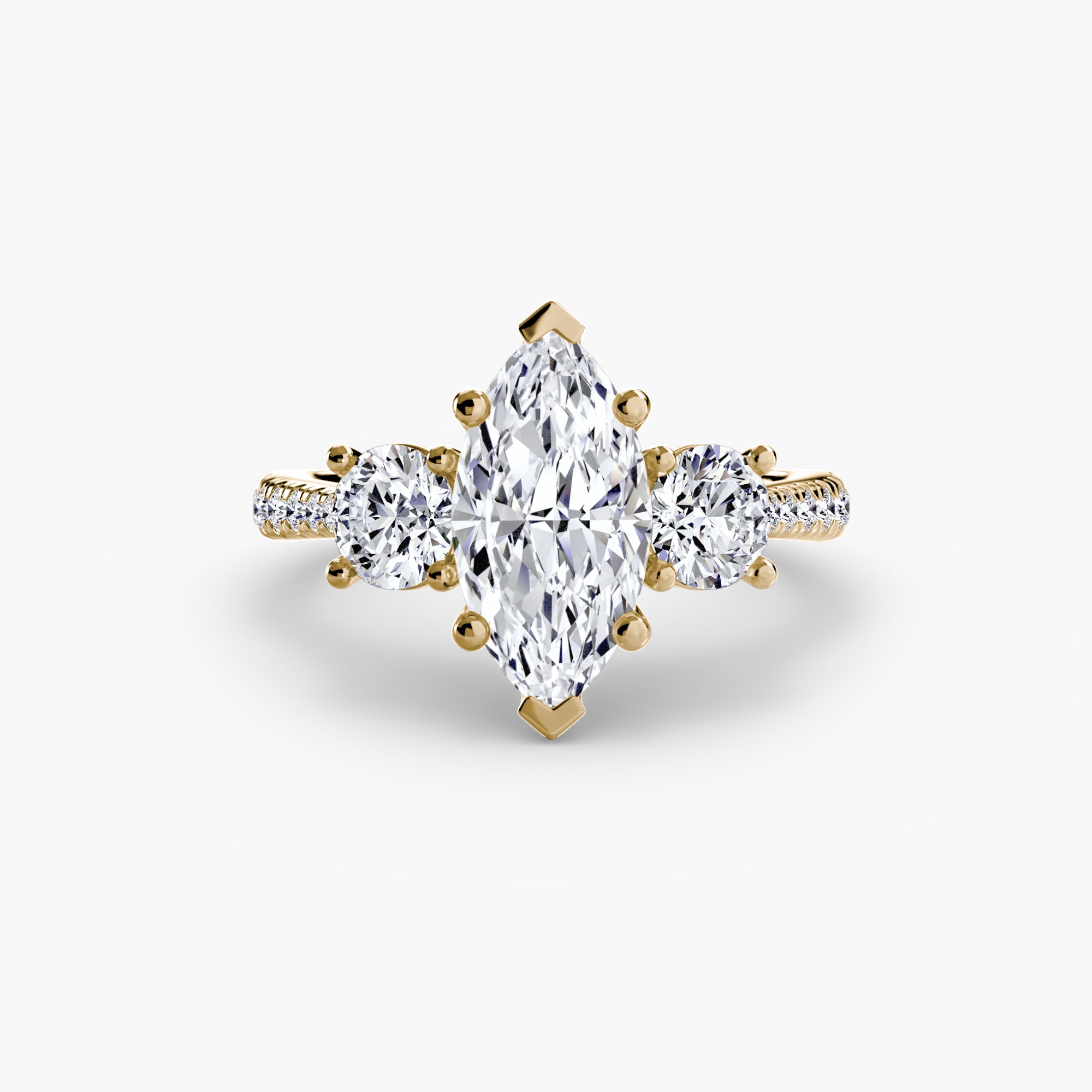 Kaia Three-Stone with Pavé Band