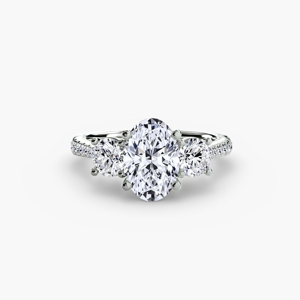Kaia Three-Stone with Pavé Band