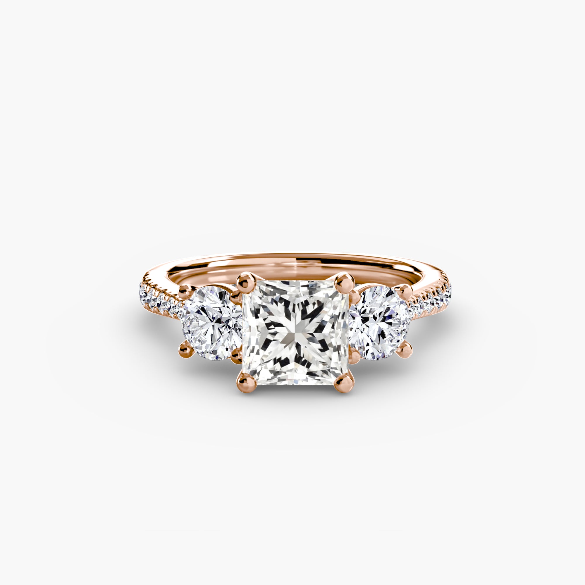 Kaia Three-Stone with Pavé Band