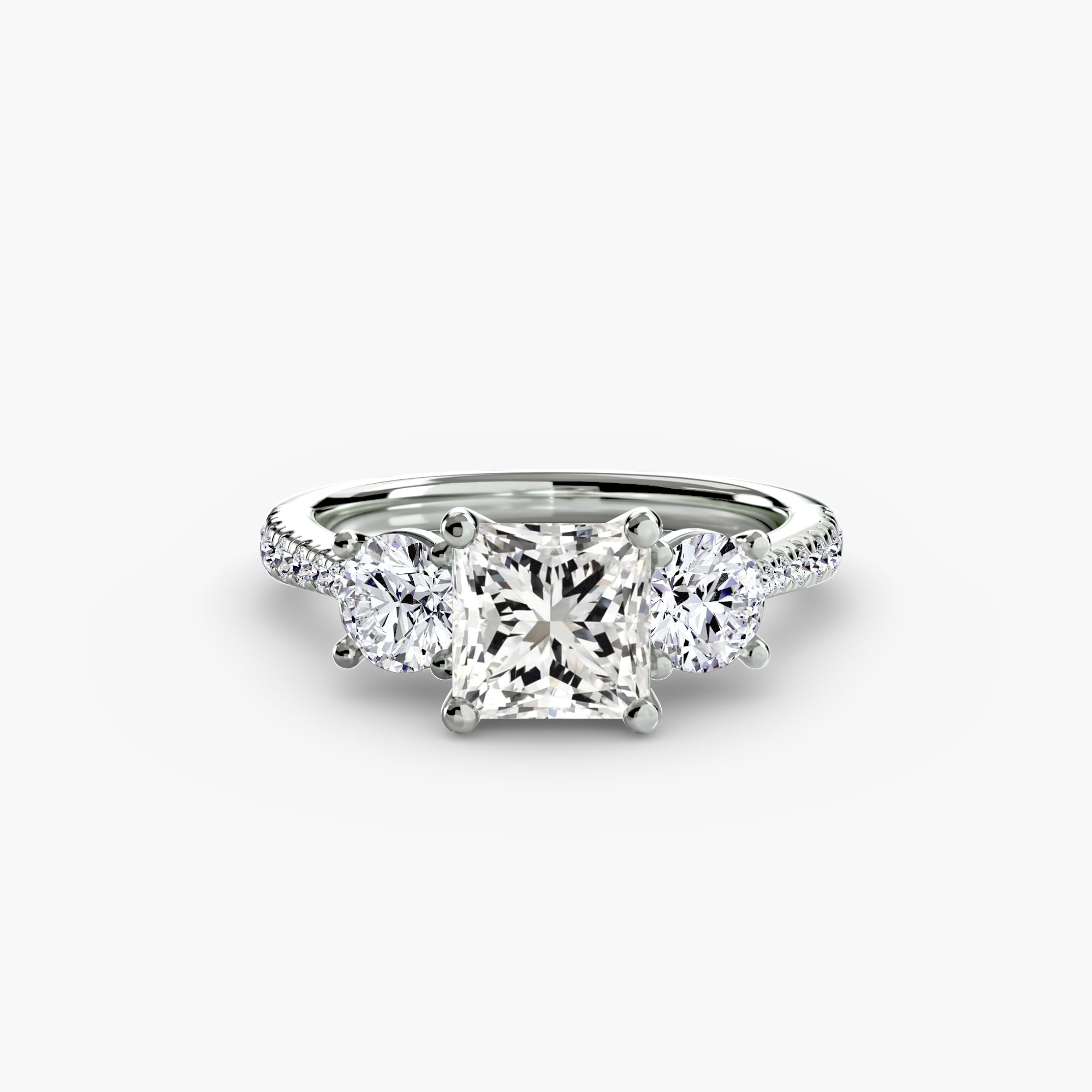 Kaia Three-Stone with Pavé Band
