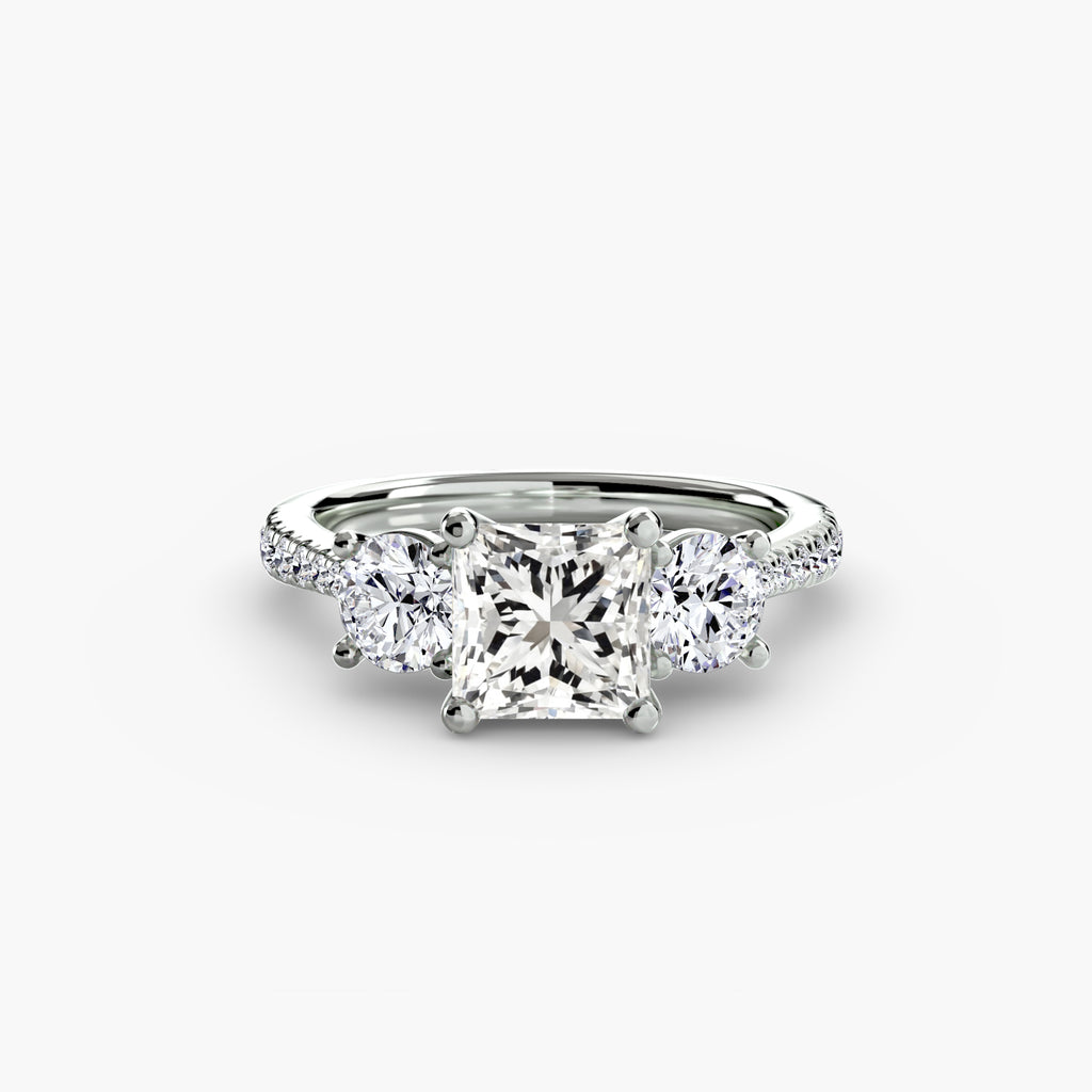 Kaia Three-Stone with Pavé Band
