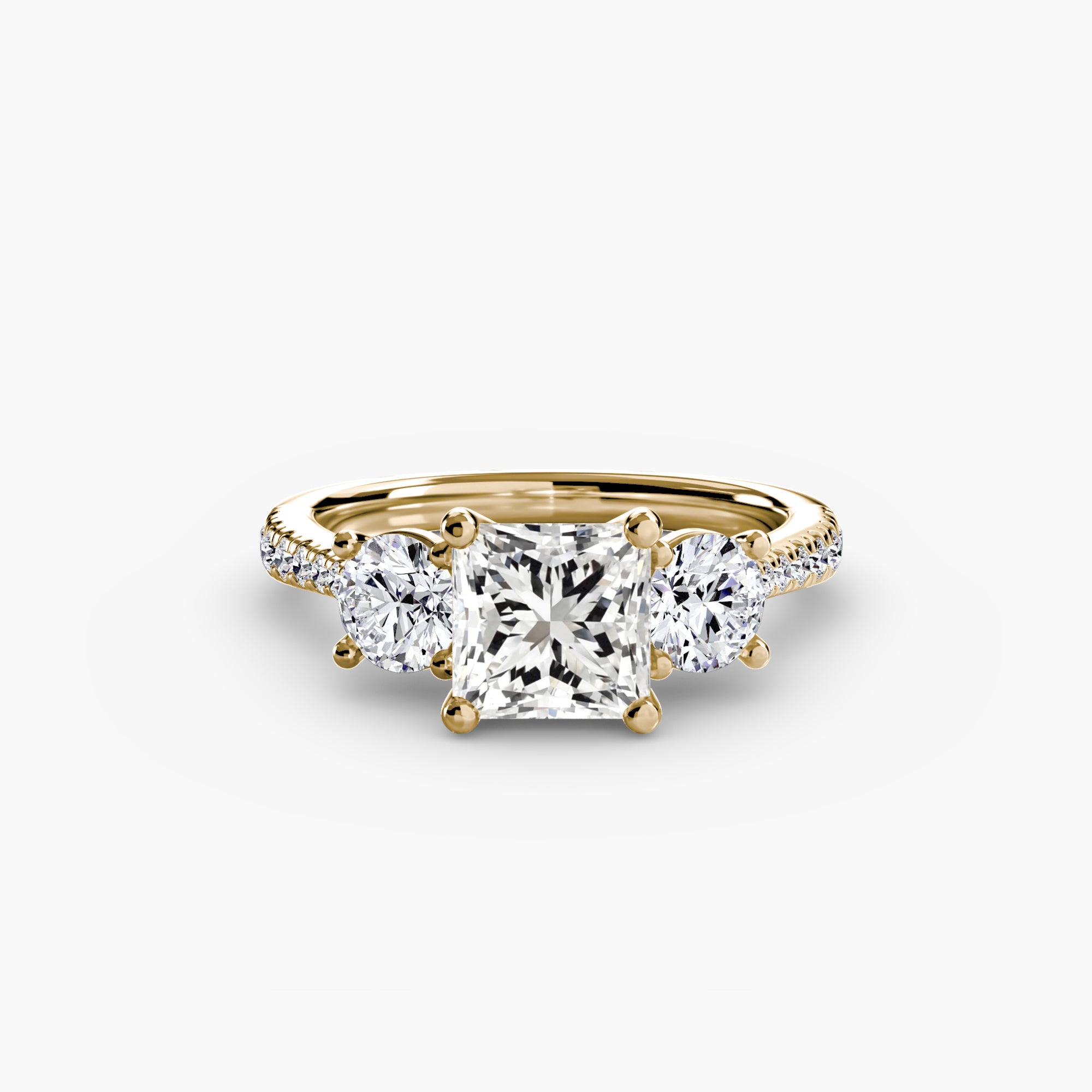 Kaia Three-Stone with Pavé Band