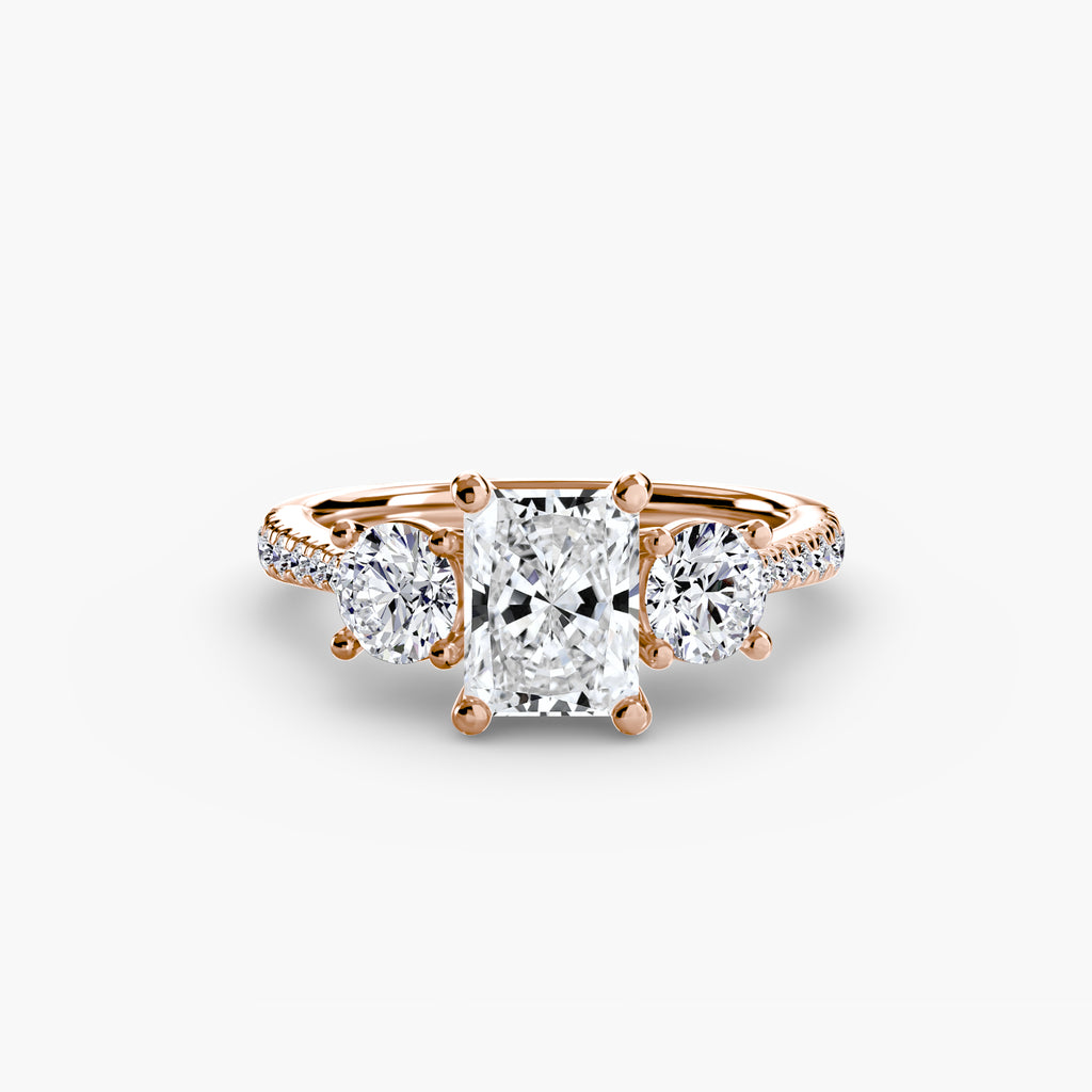 Kaia Three-Stone with Pavé Band