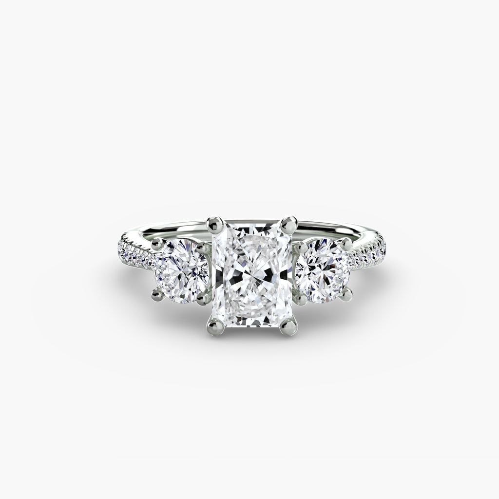 Kaia Three-Stone with Pavé Band