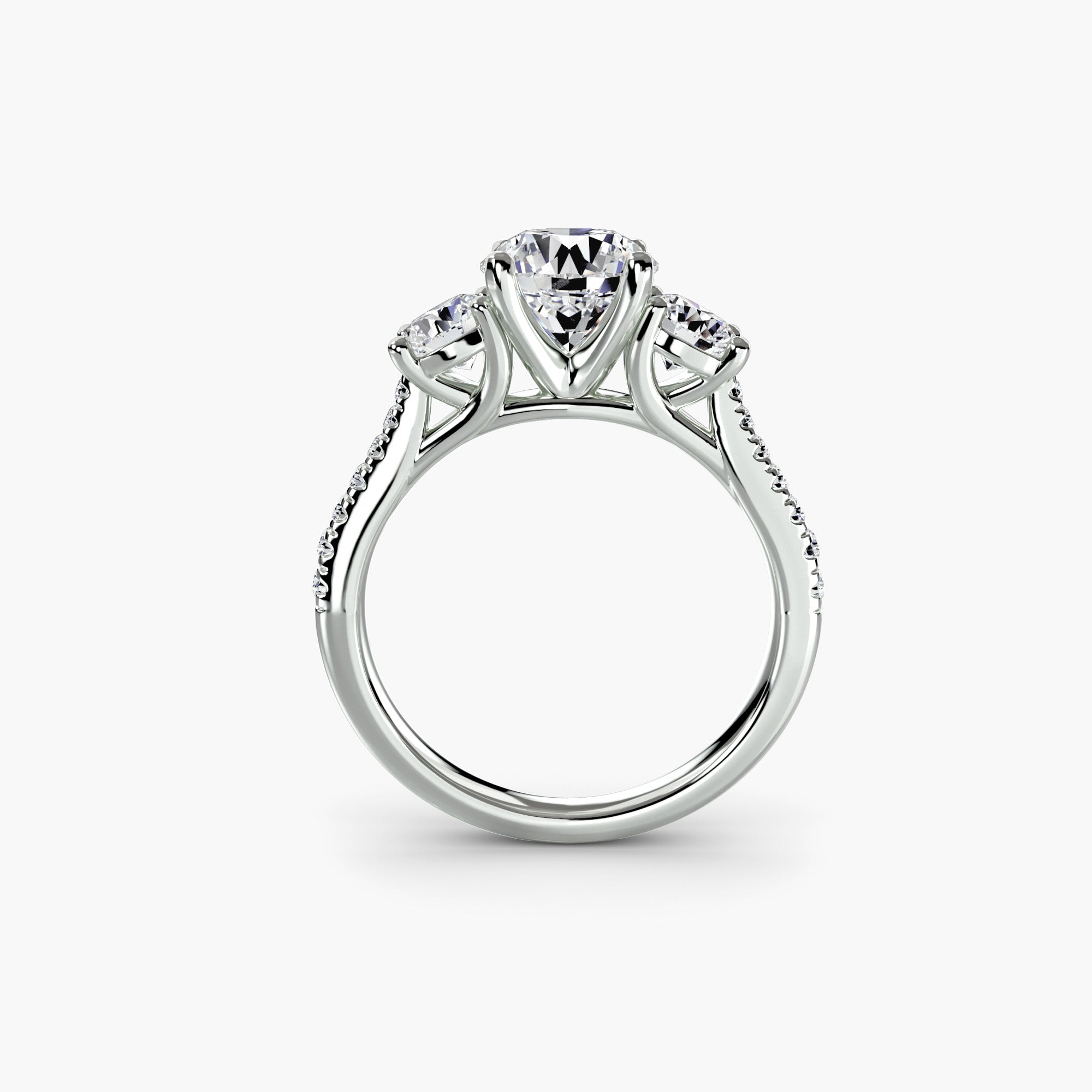 Kaia Three-Stone with Pavé Band