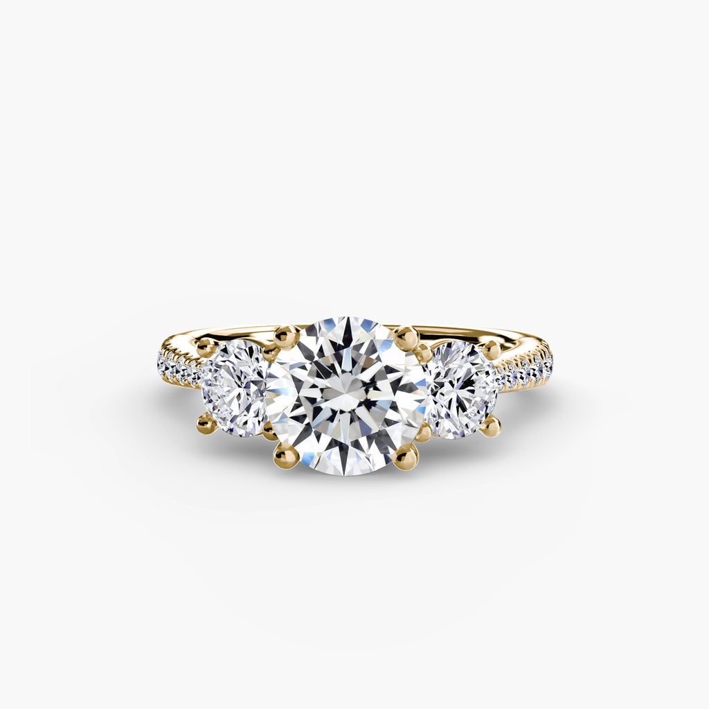 Kaia Three-Stone with Pavé Band