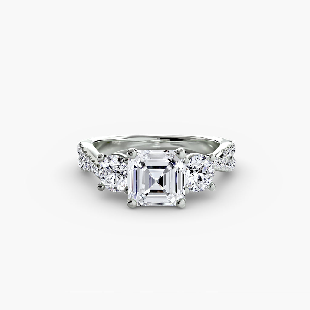 Aria Three-Stone with Pavé Band
