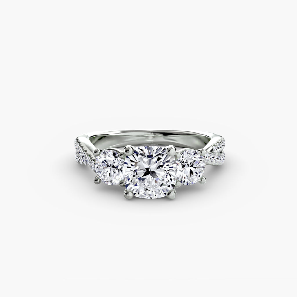 Aria Three-Stone with Pavé Band