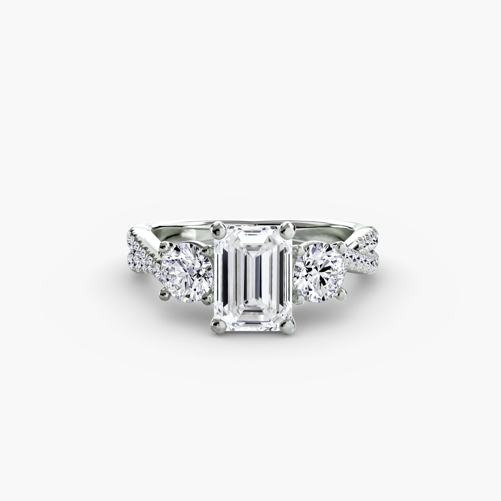 Aria Three-Stone with Pavé Band