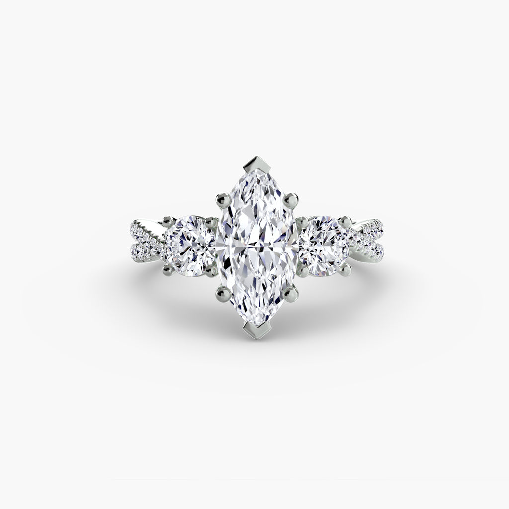 Aria Three-Stone with Pavé Band