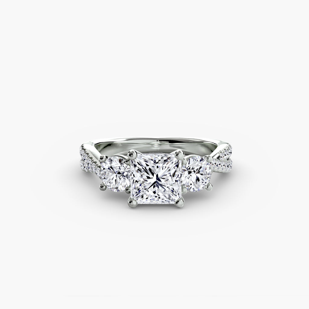Aria Three-Stone with Pavé Band