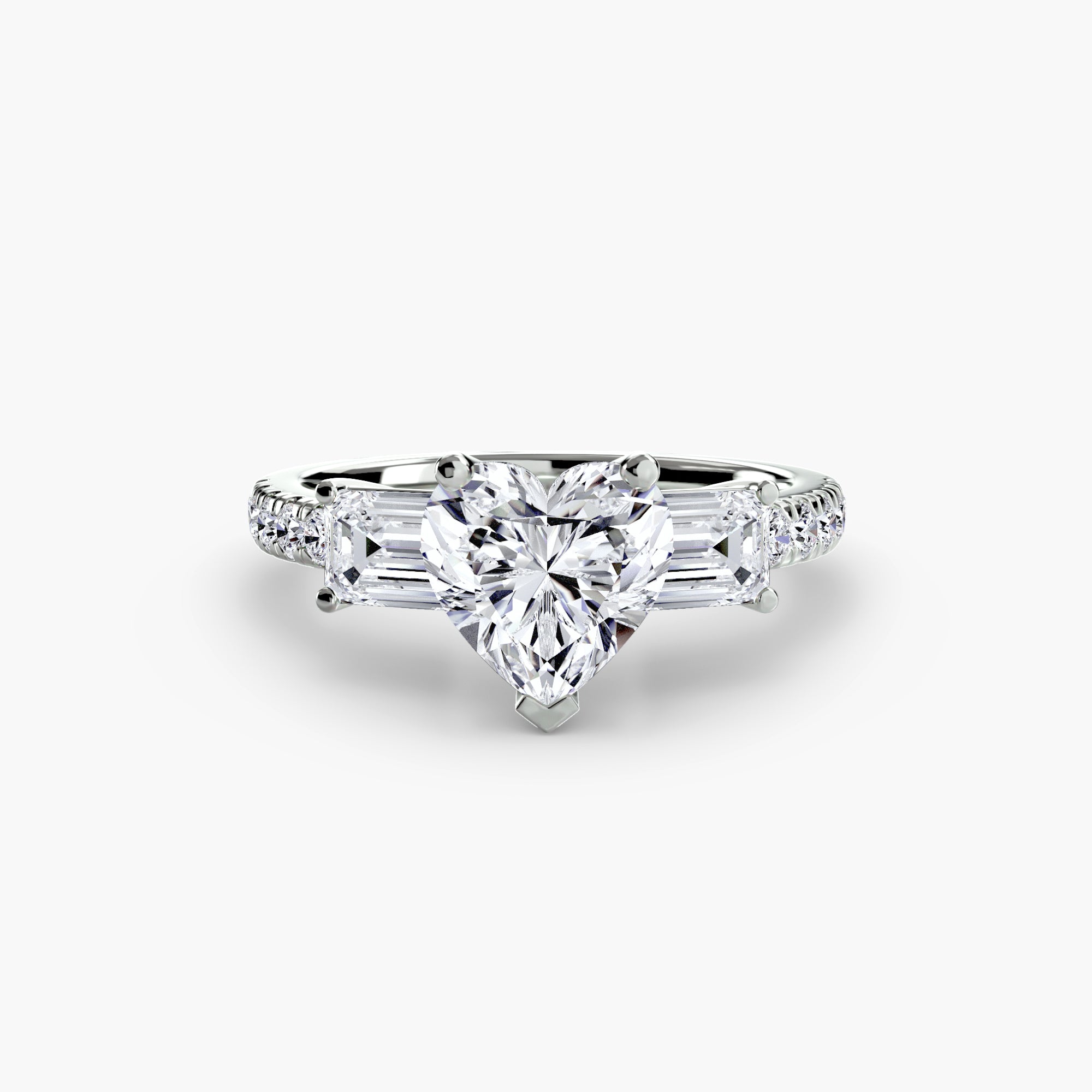 Rose Three-Stone Ring with Pavé Band