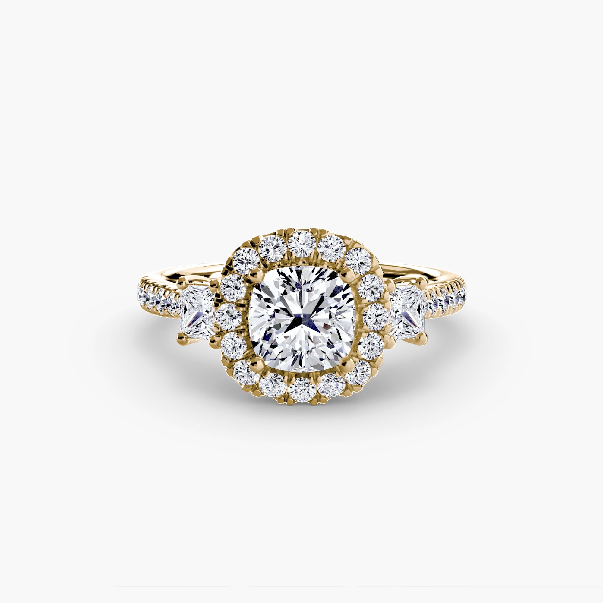 Mila Three-Stone Halo Ring