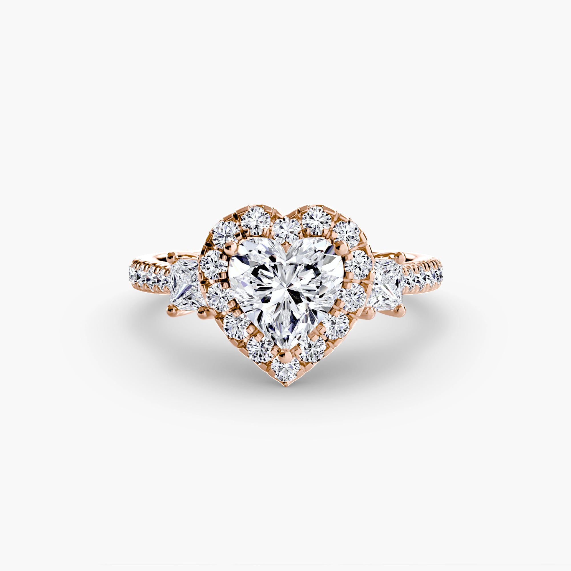 Mila Three-Stone Halo Ring