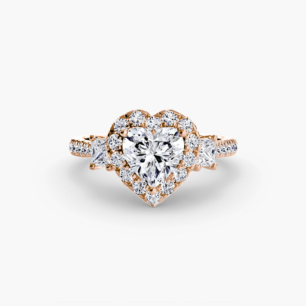 Mila Three-Stone Halo Ring