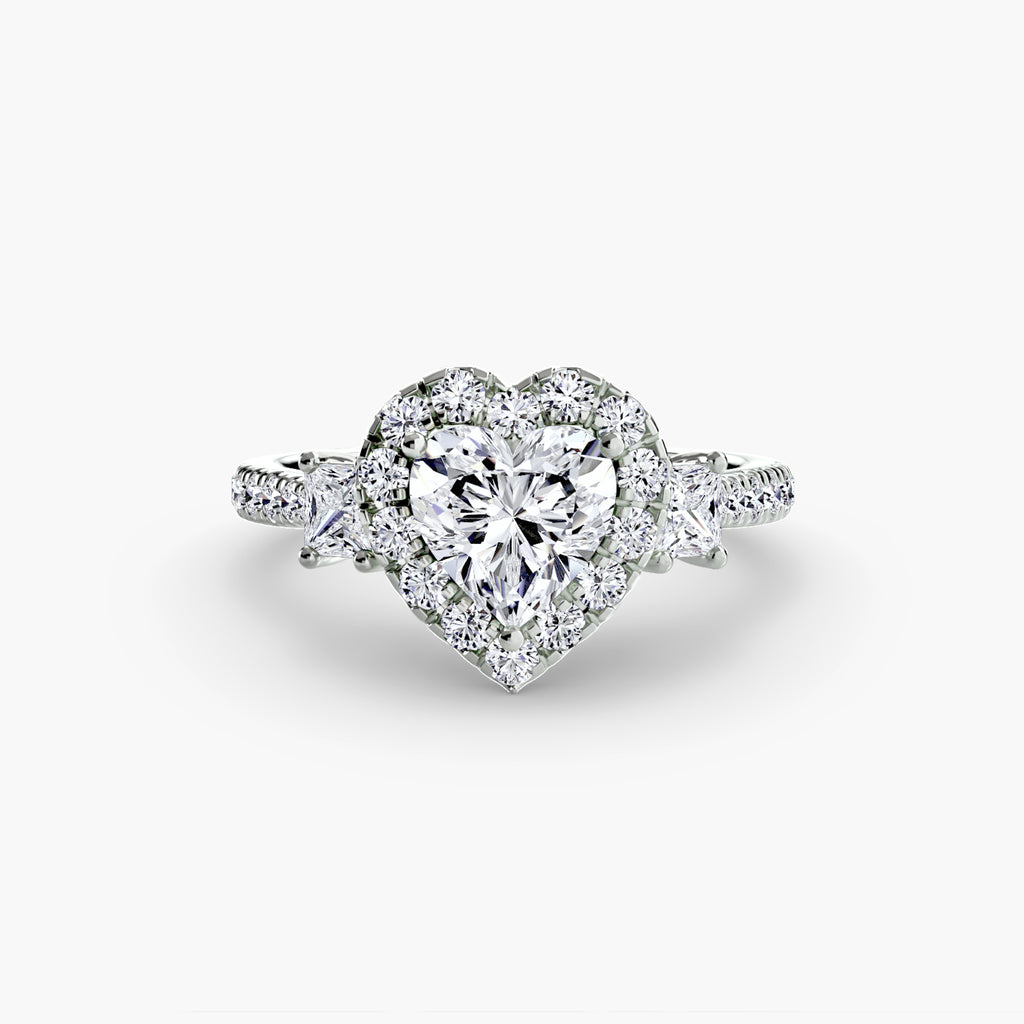 Mila Three-Stone Halo Ring