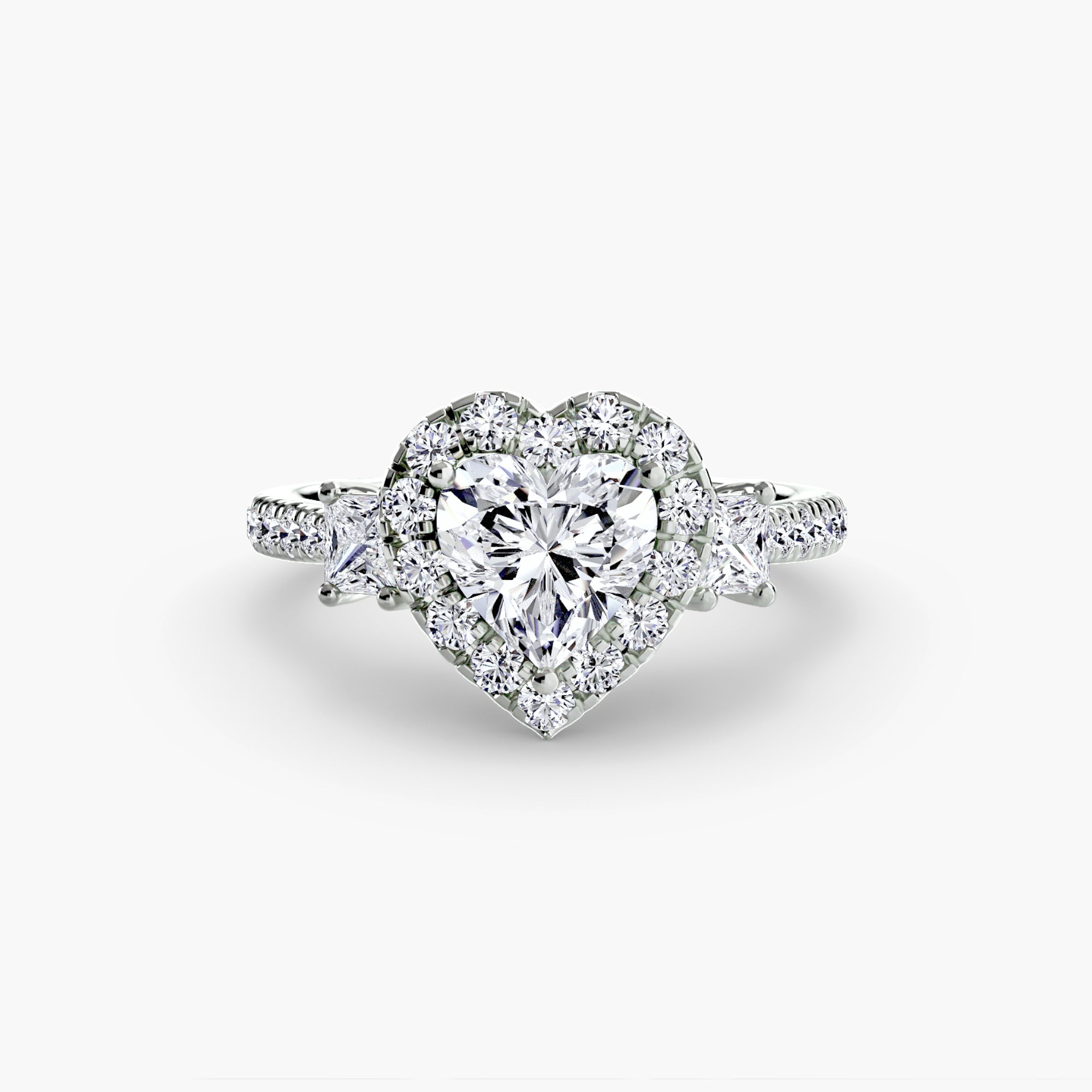 Mila Three-Stone Halo Ring