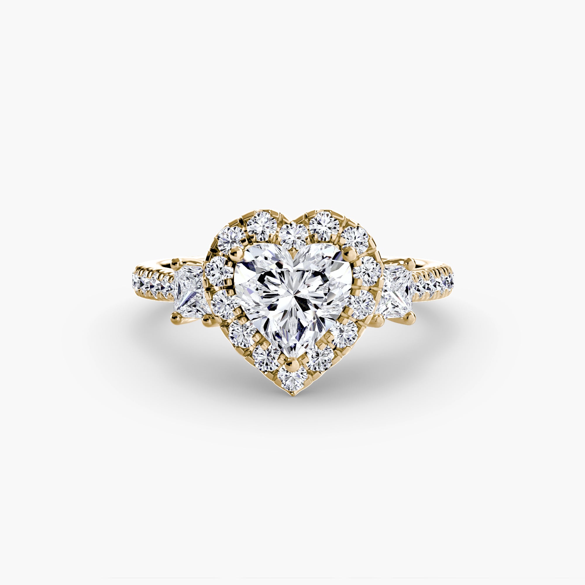 Mila Three-Stone Halo Ring