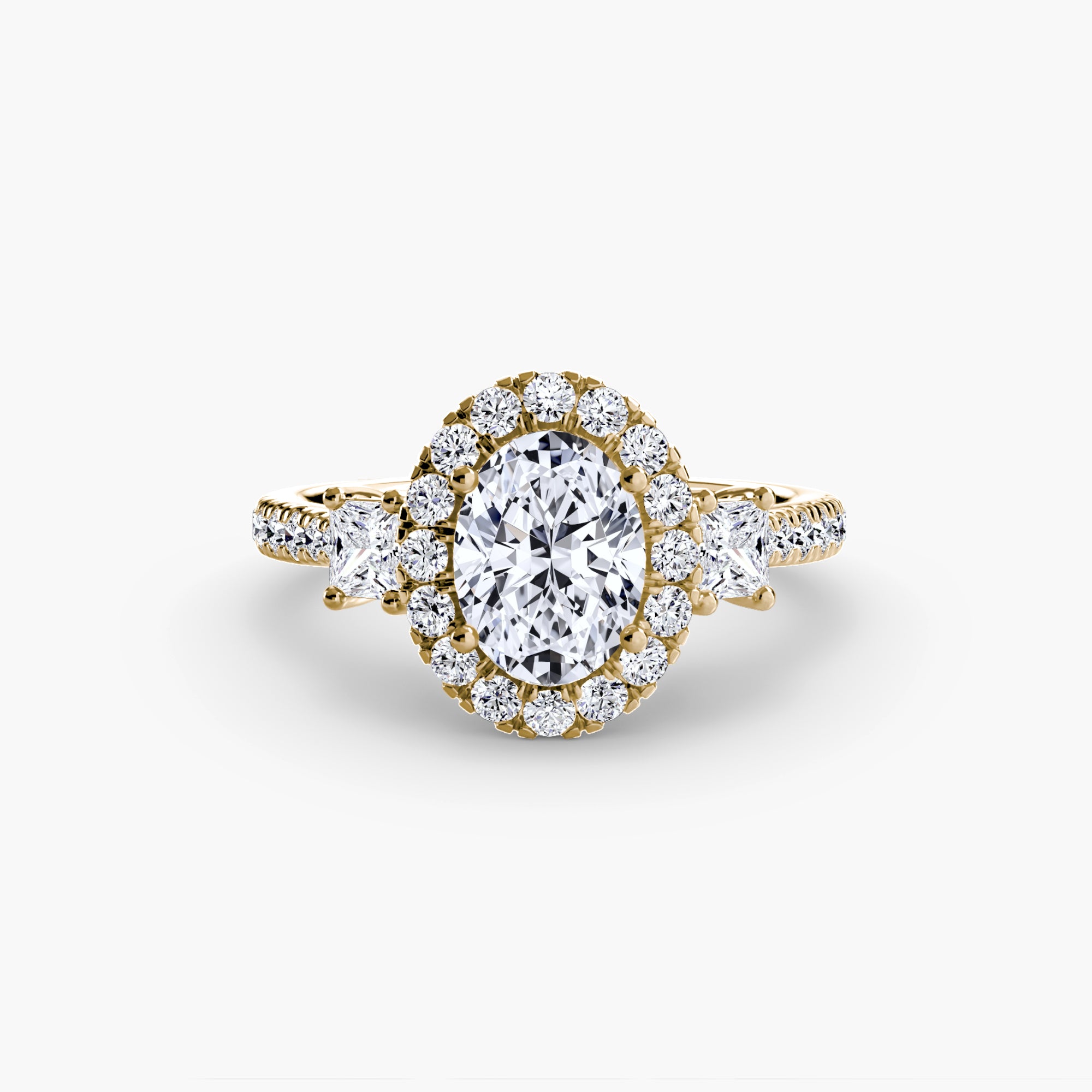 Mila Three-Stone Halo Ring