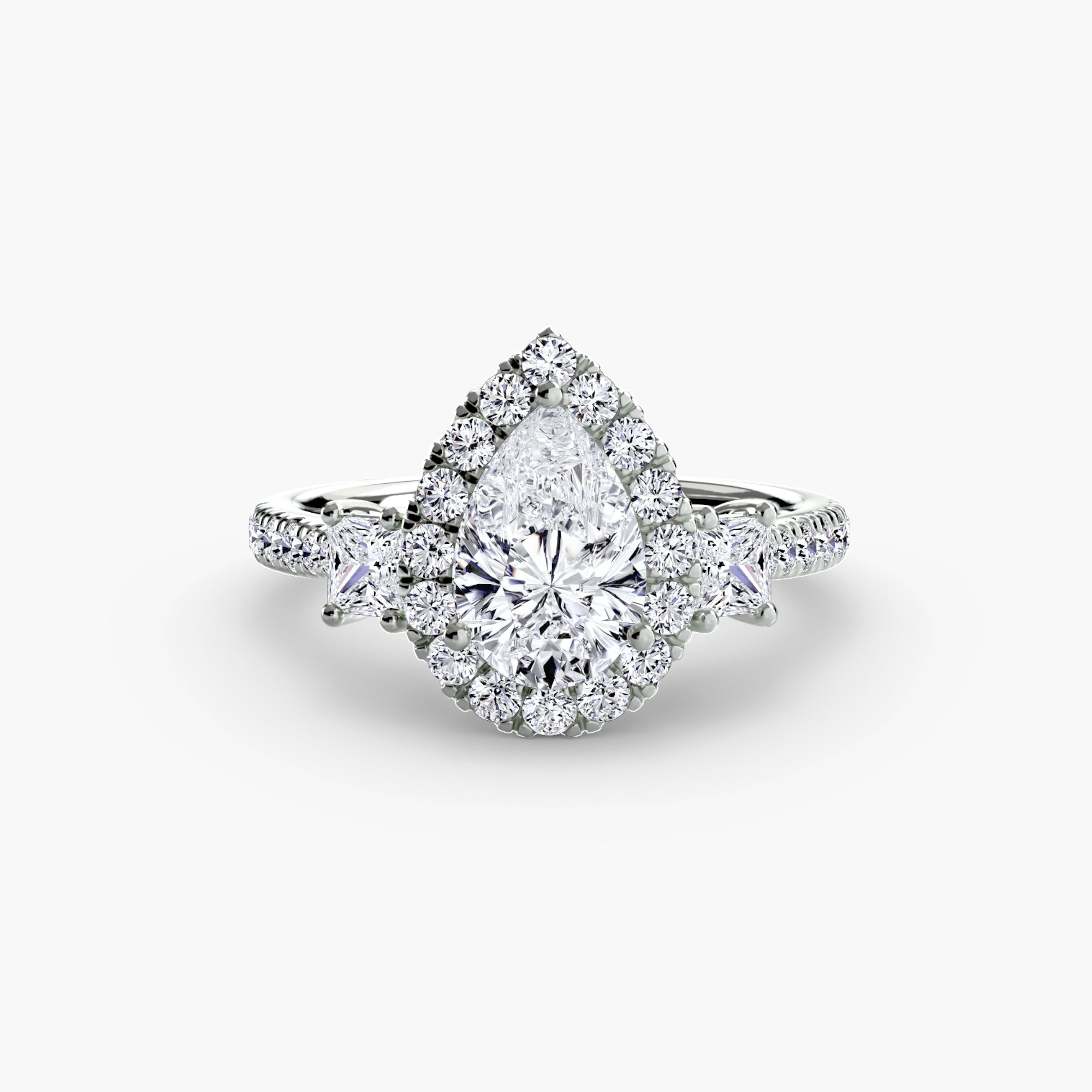 Mila Three-Stone Halo Ring