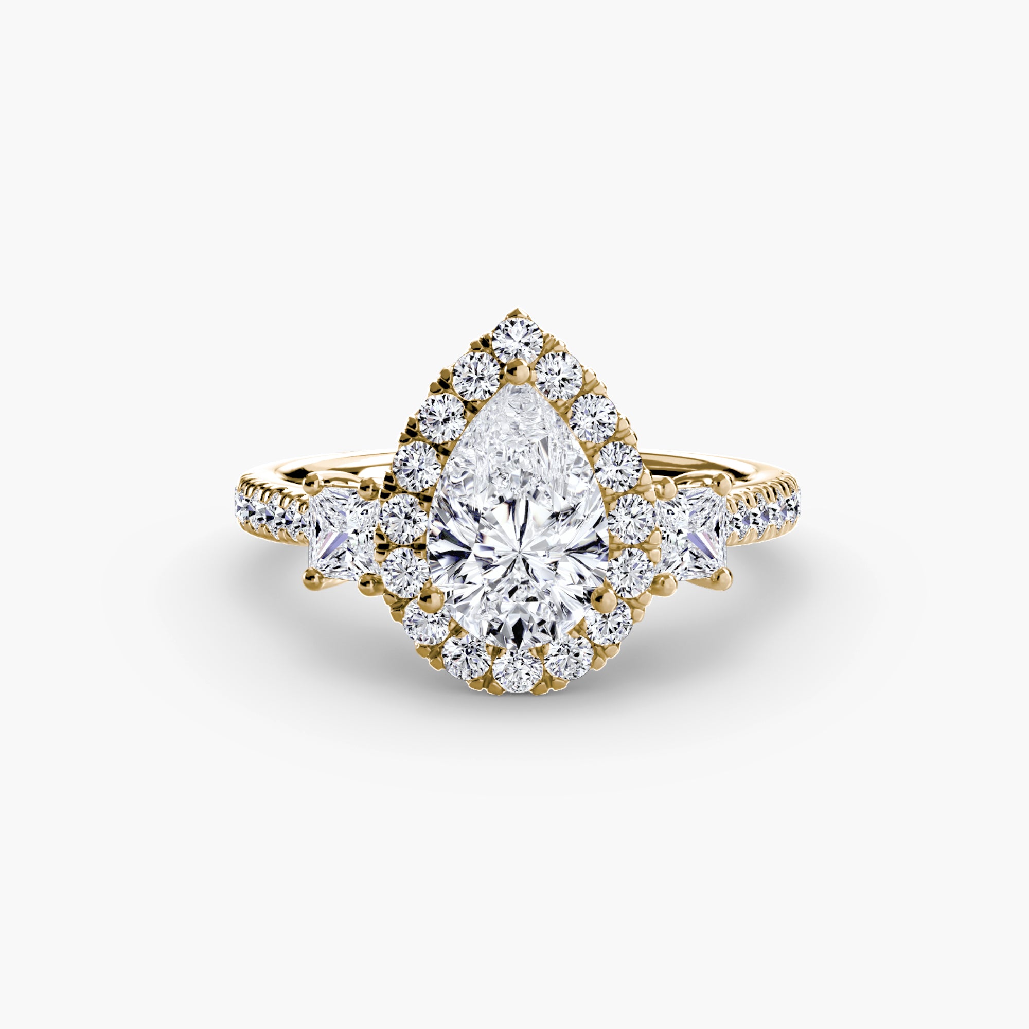 Mila Three-Stone Halo Ring