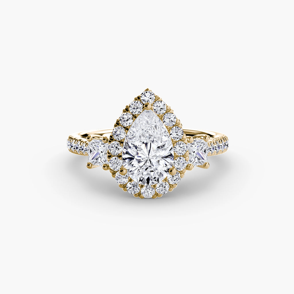 Mila Three-Stone Halo Ring