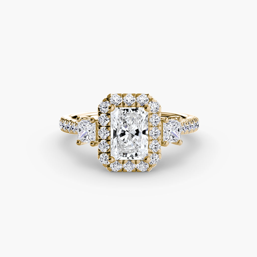 Mila Three-Stone Halo Ring