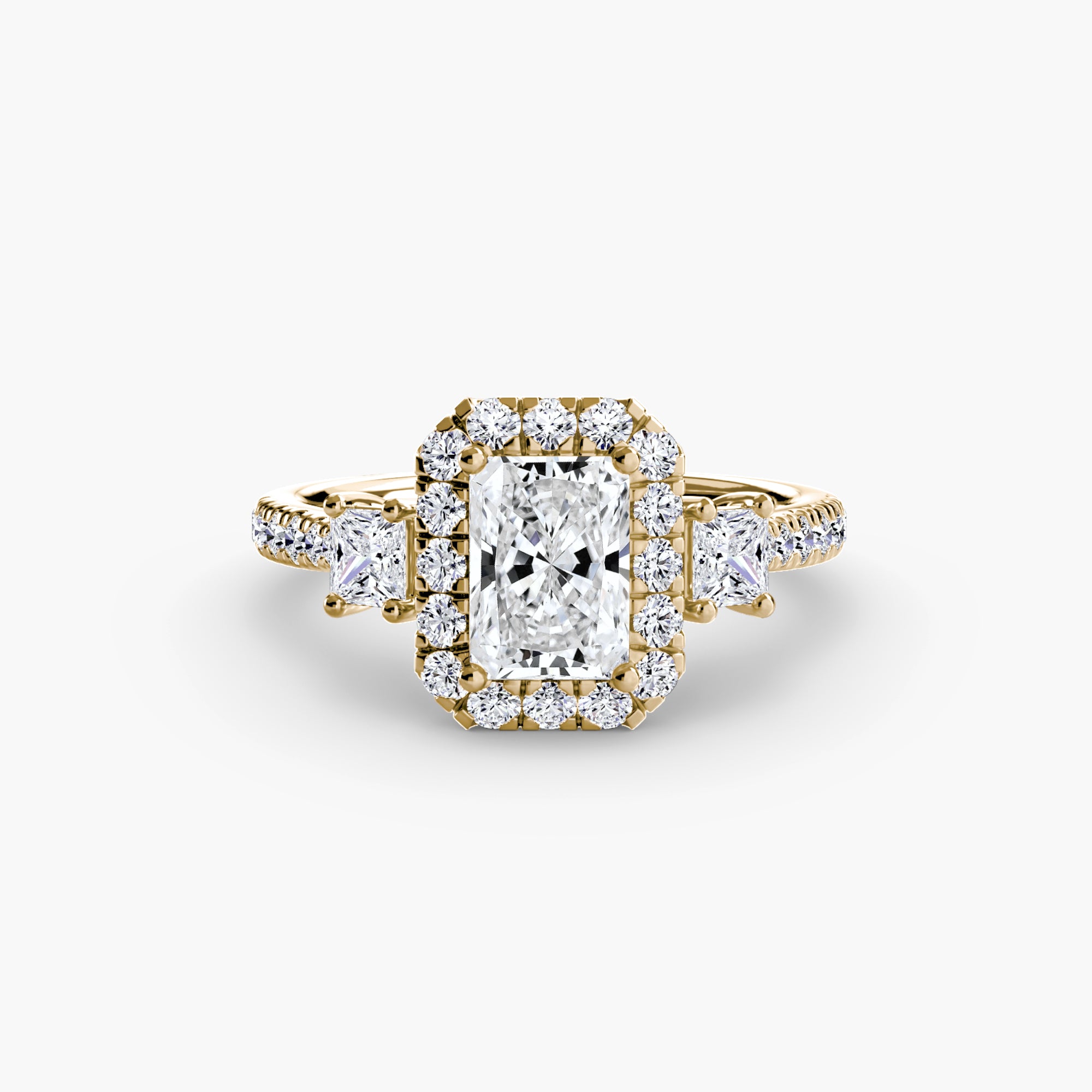 Mila Three-Stone Halo Ring