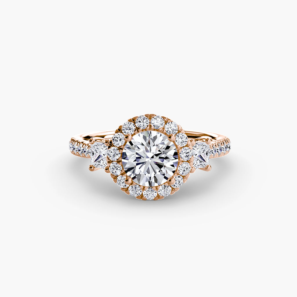 Mila Three-Stone Halo Ring