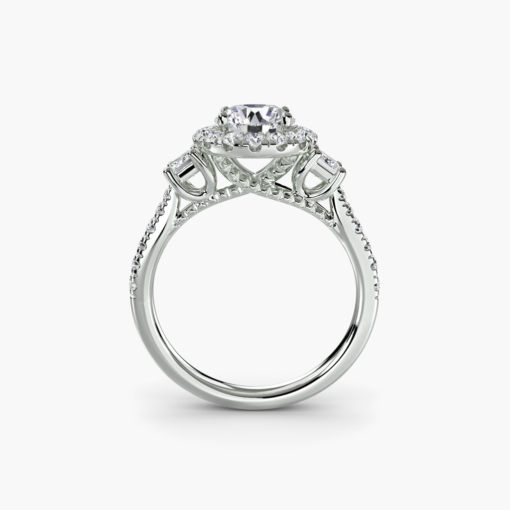 Mila Three-Stone Halo Ring