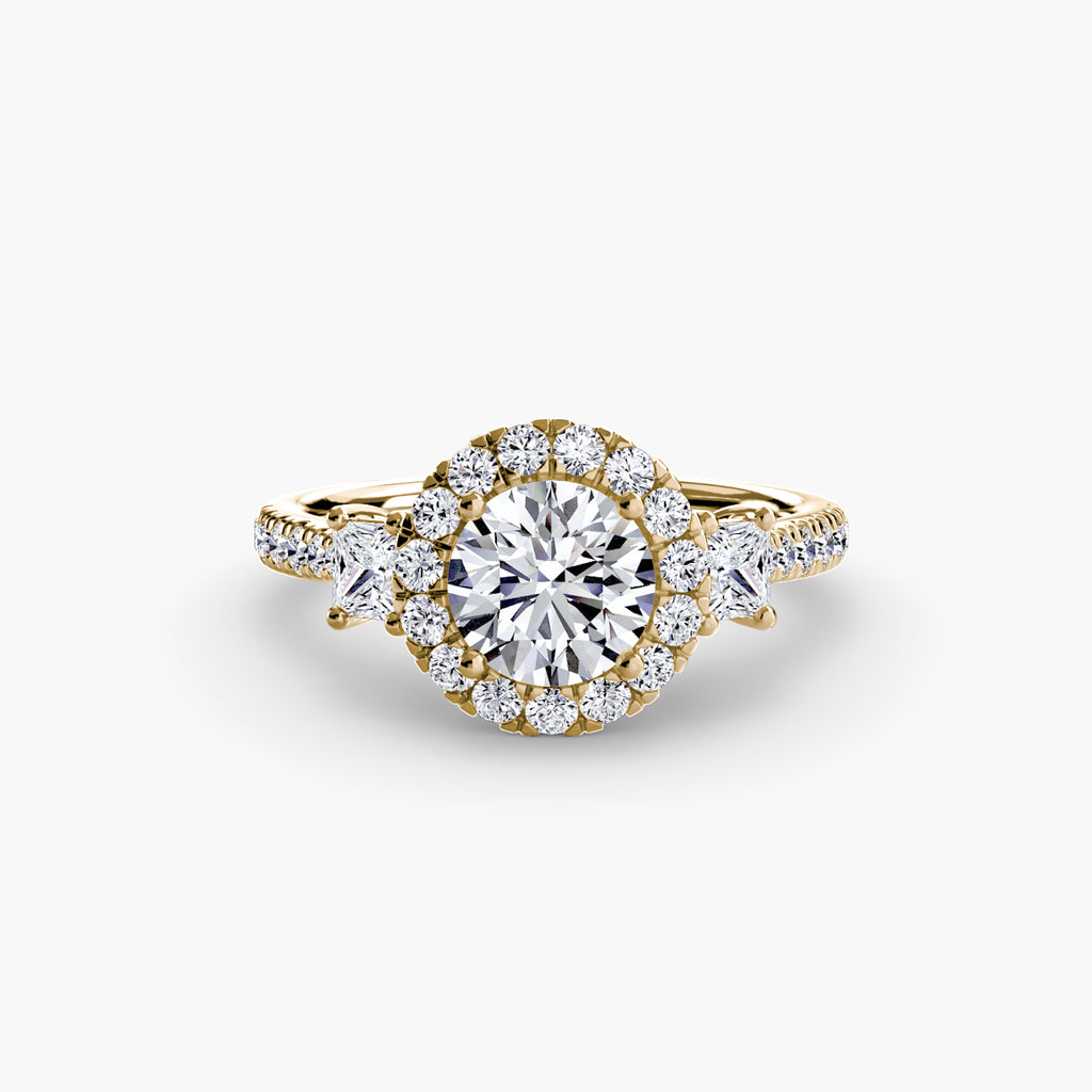 Mila Three-Stone Halo Ring