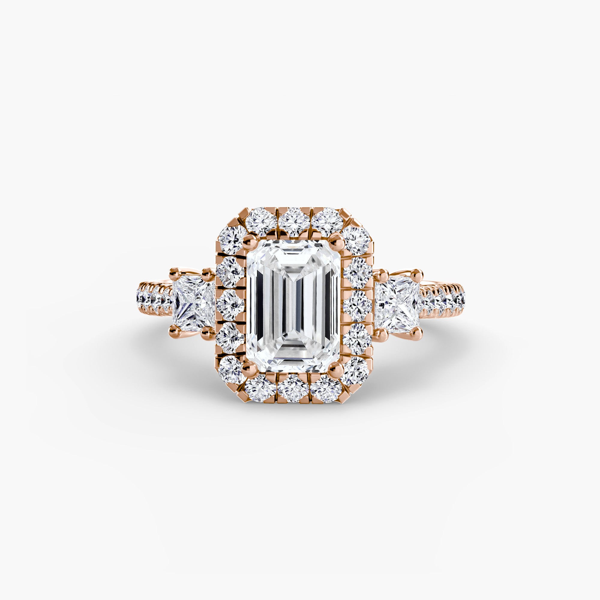 Mila Three-Stone Halo Ring