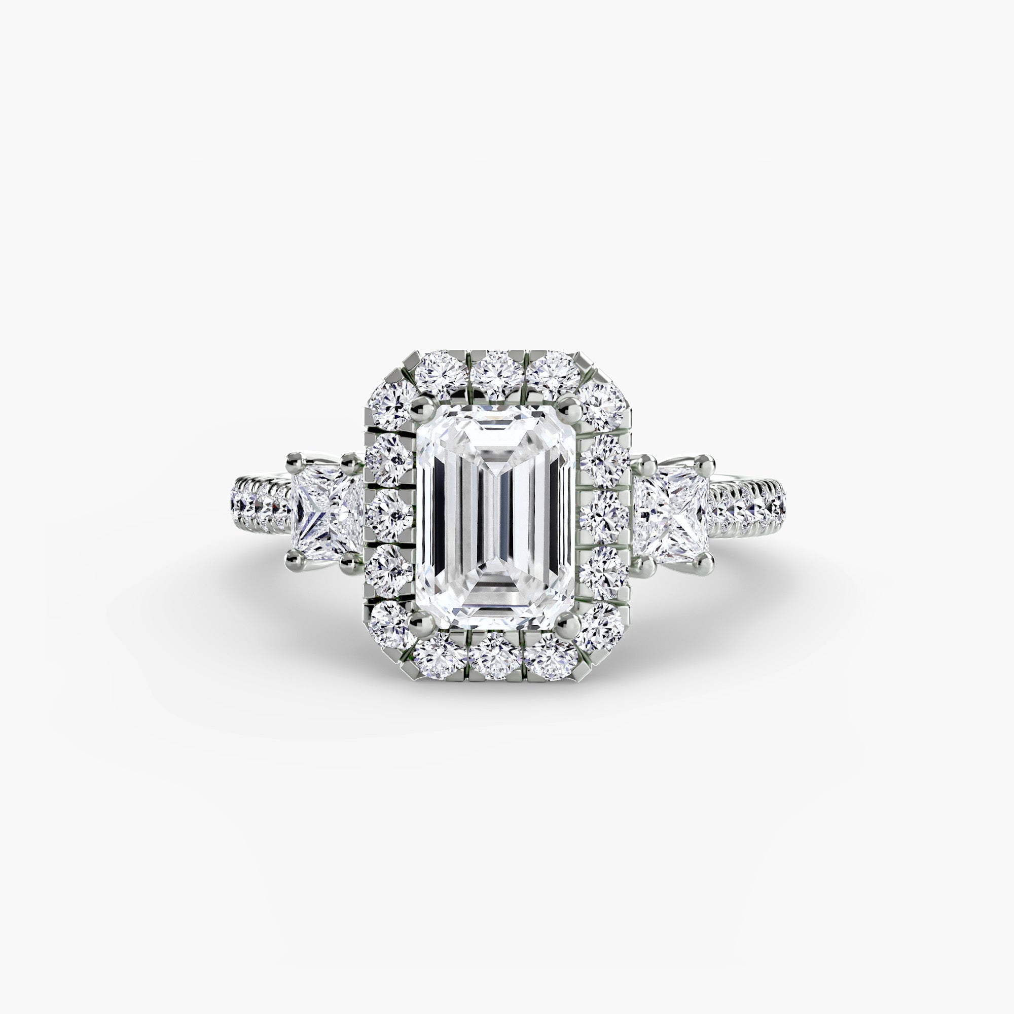 Mila Three-Stone Halo Ring