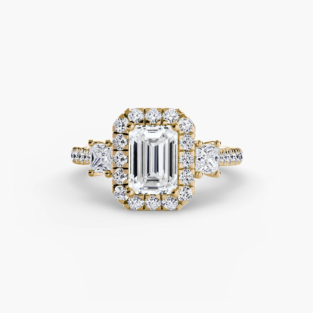 Mila Three-Stone Halo Ring
