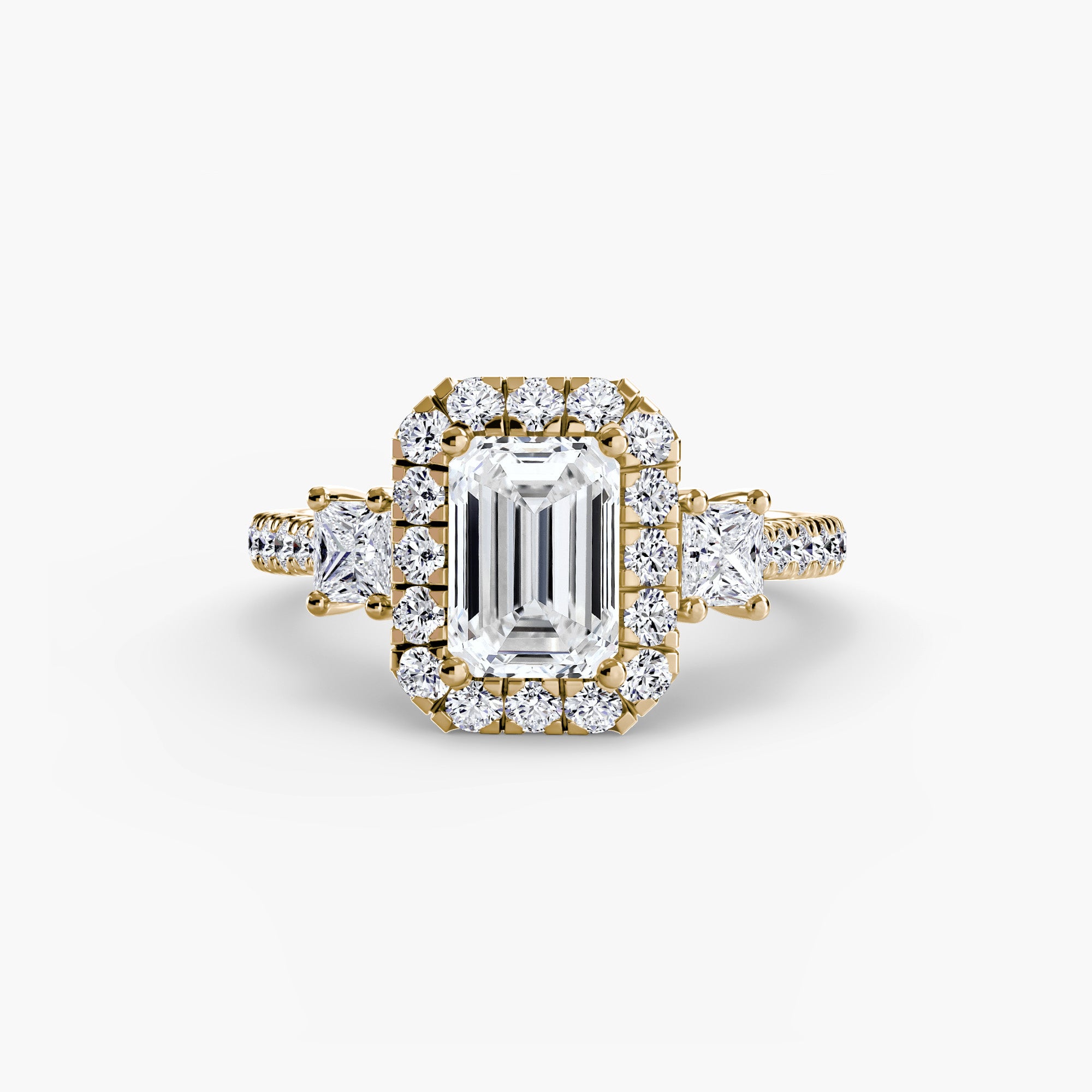 Mila Three-Stone Halo Ring