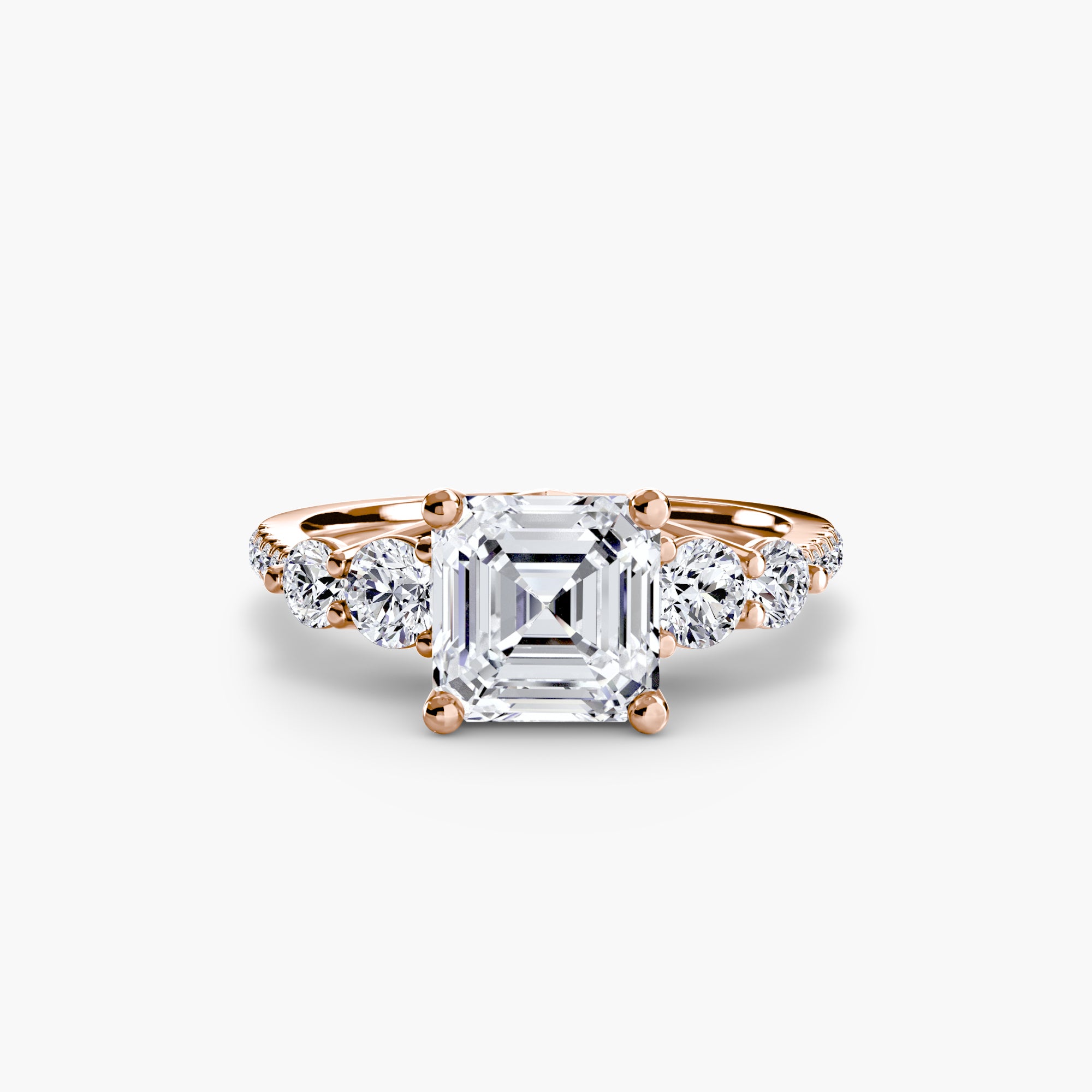Lila Five Stone Ring with Pavé Band