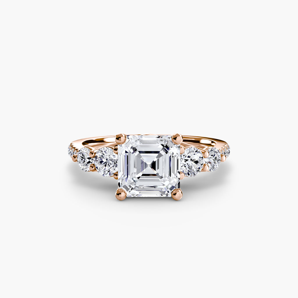 Lila Five Stone Ring with Pavé Band