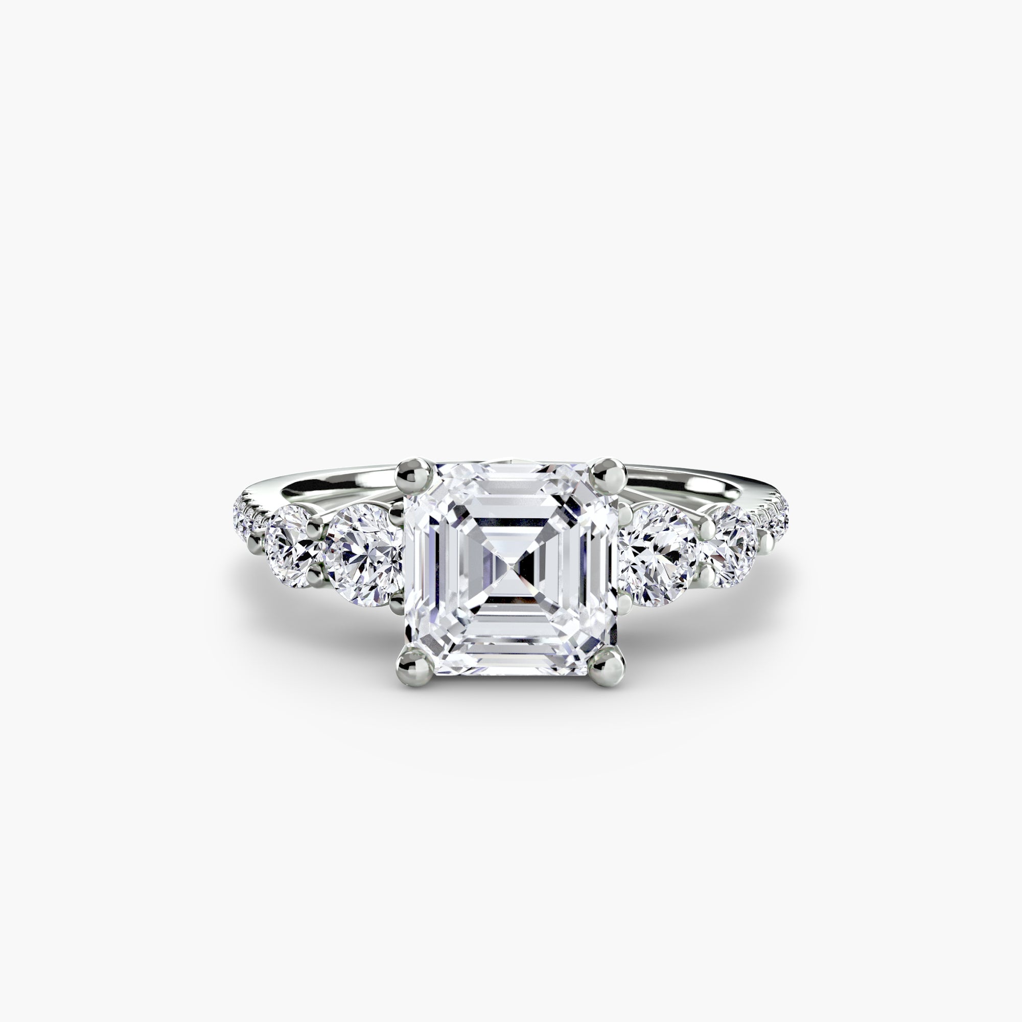 Lila Five Stone Ring with Pavé Band