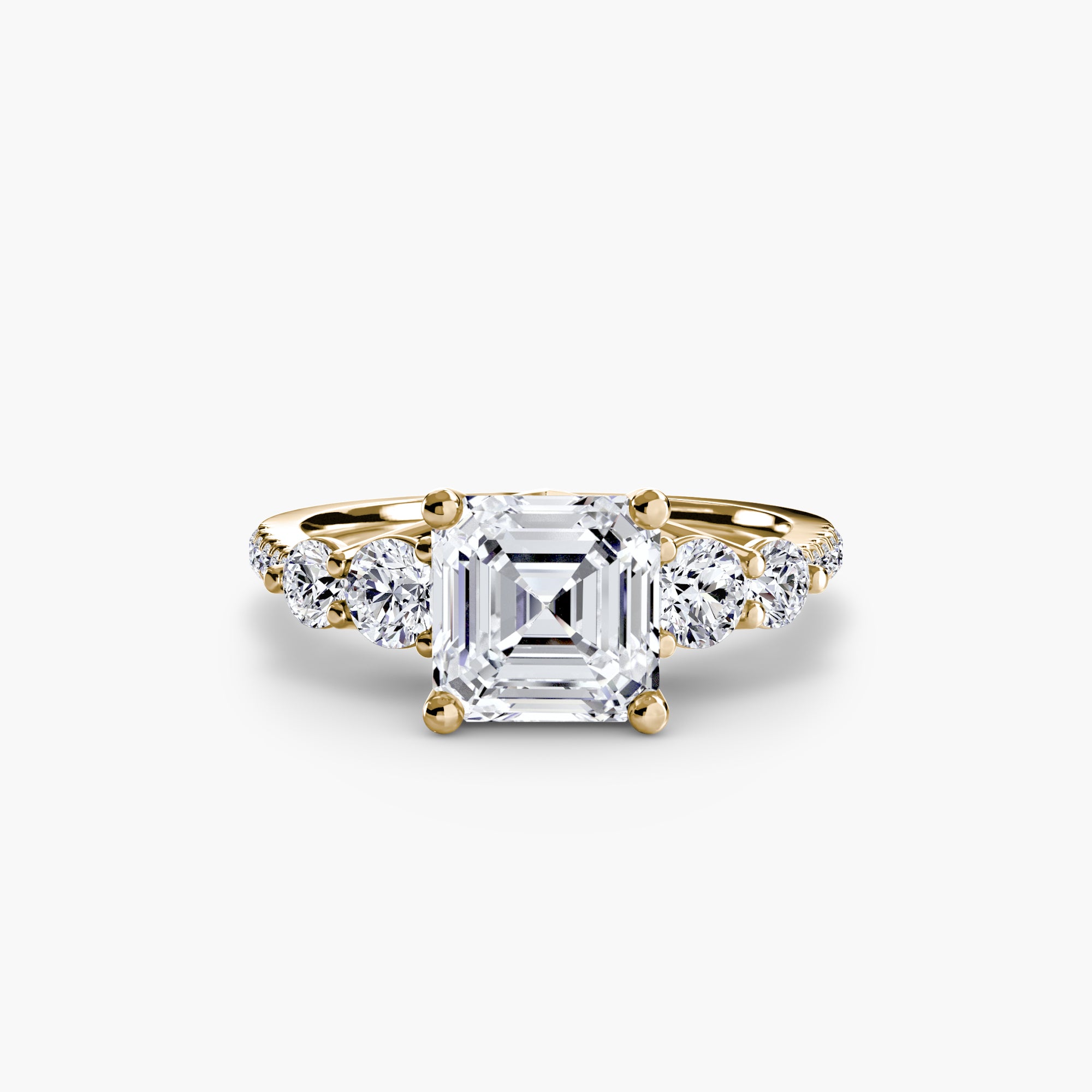Lila Five Stone Ring with Pavé Band